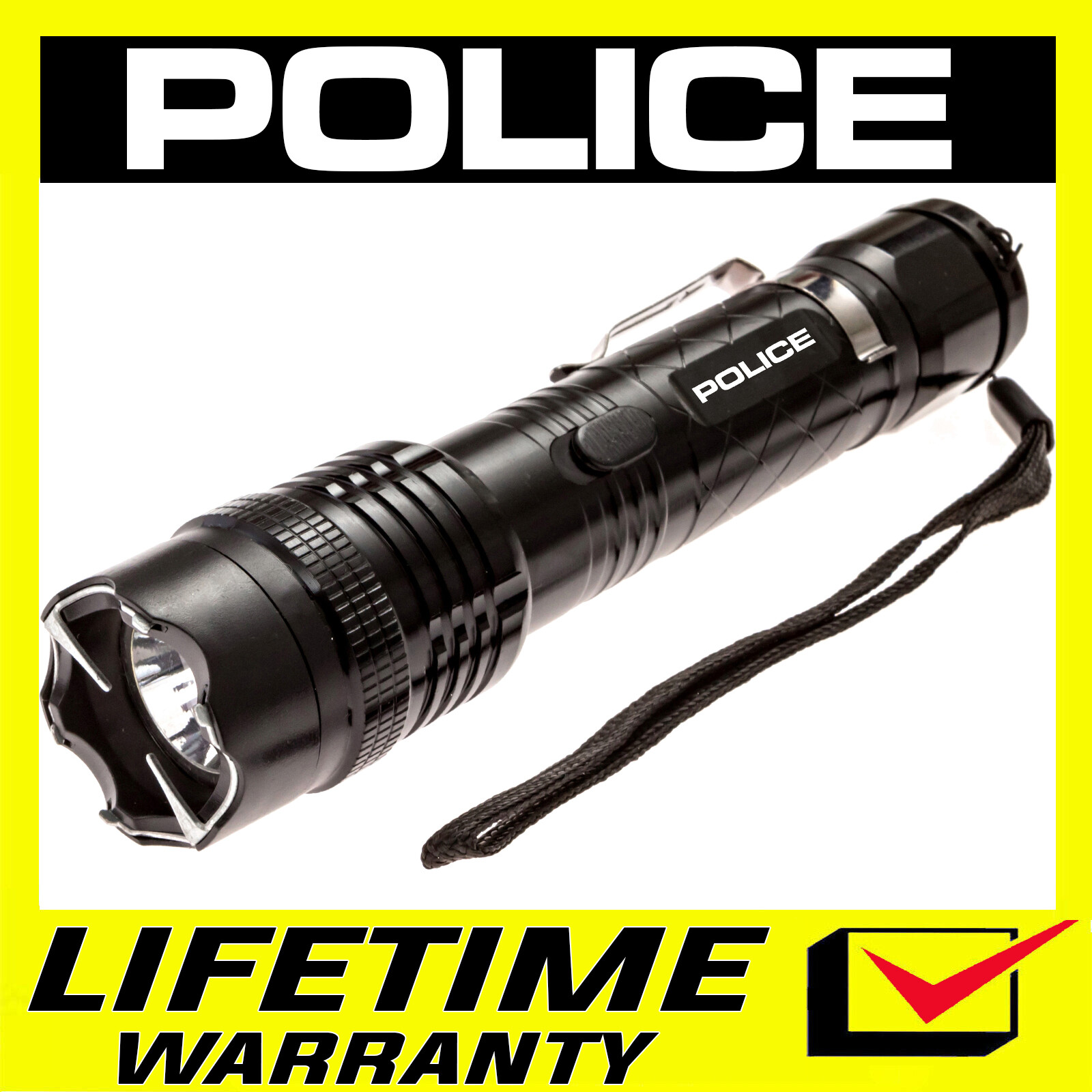 POLICE Stun Gun 1158 Max Volt Metal Self Defense Rechargeable LED Flashlight