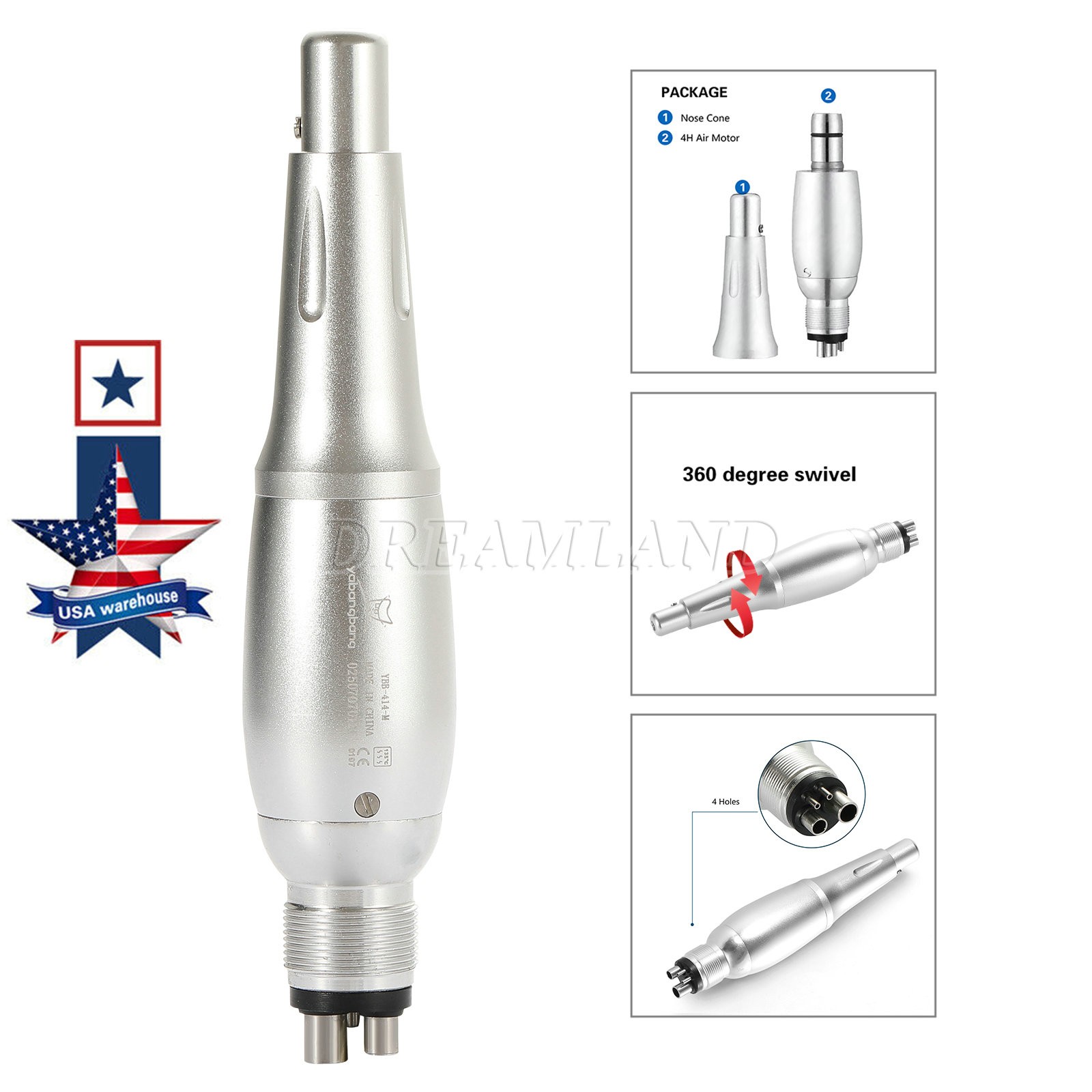 Dental Ultrasonic Air Perio Scaler Handpiece Hygienist 4 Hole w/ 3 Tips Original