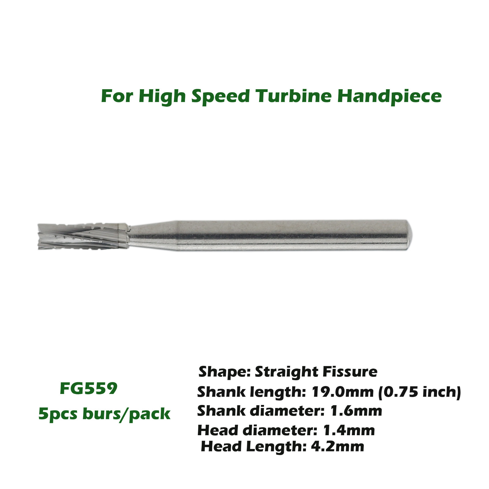 Dental Straight Fissure Carbide Burs FG Drill Bit FG 555 556 557 557L High Speed