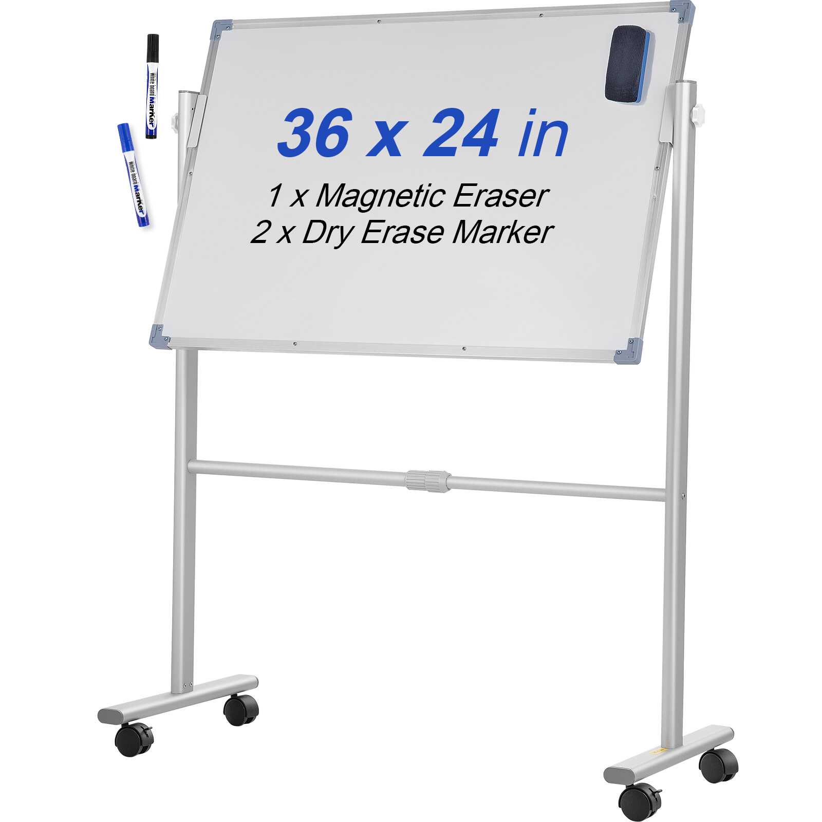 VEVOR Double Sided Magnetic Whiteboard 36″ x 24″ Mobile Dry Erase Board w/Stand