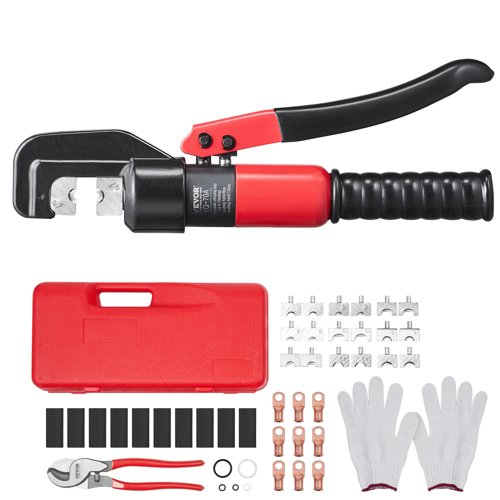 VEVOR Crimping Tool Battery Lug Hydraulic Crimper AWG12-2/0 Terminal with Pliers