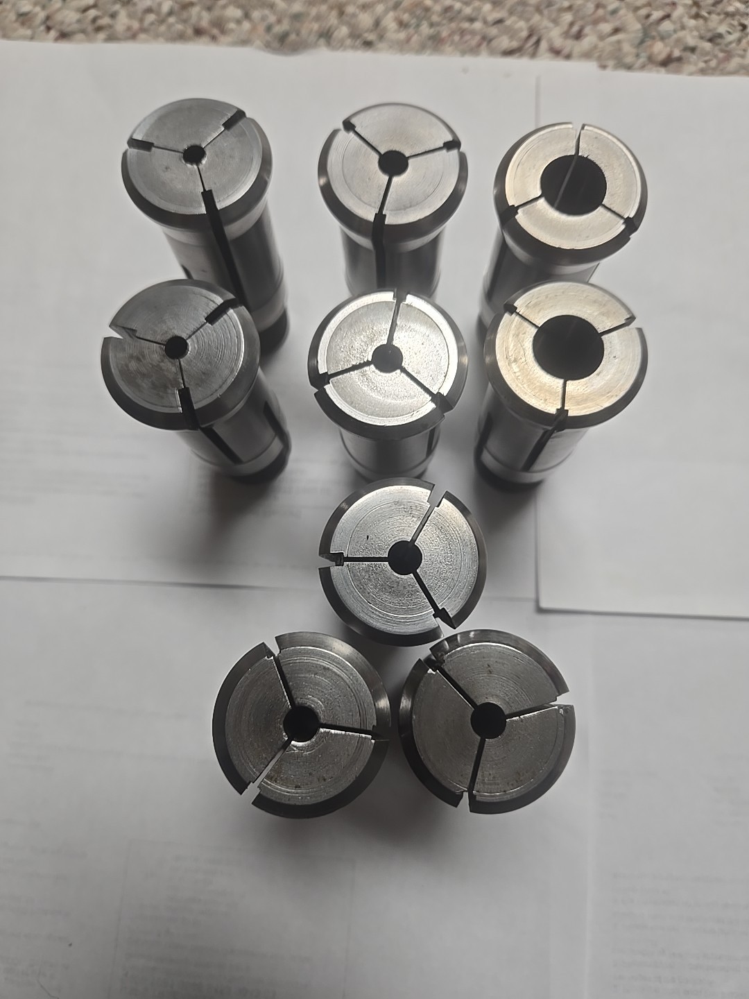 Lot of 9 S&M TD25-NSM Round Collets Southwick & Meister