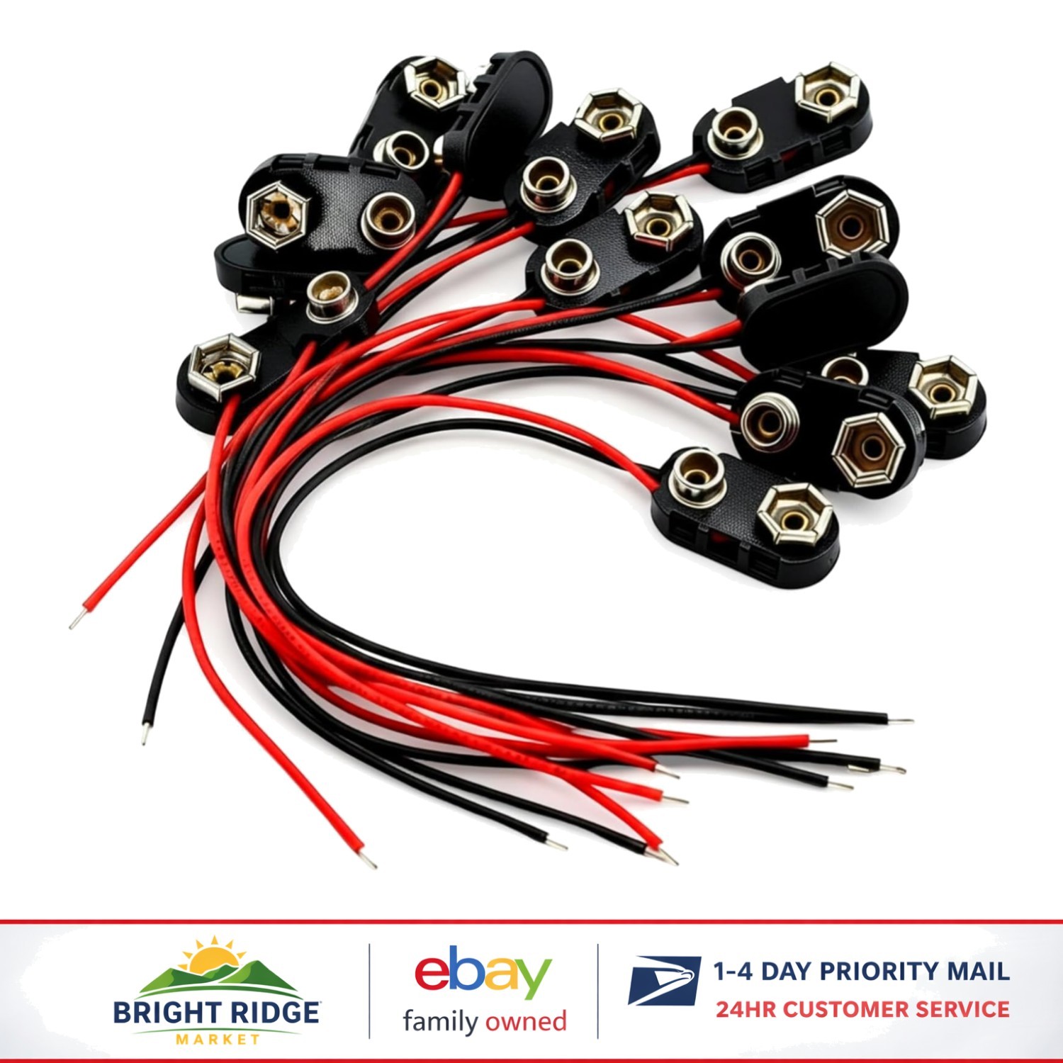 9V Battery Connector Clips with Hard Shell for Electronics and Experiments