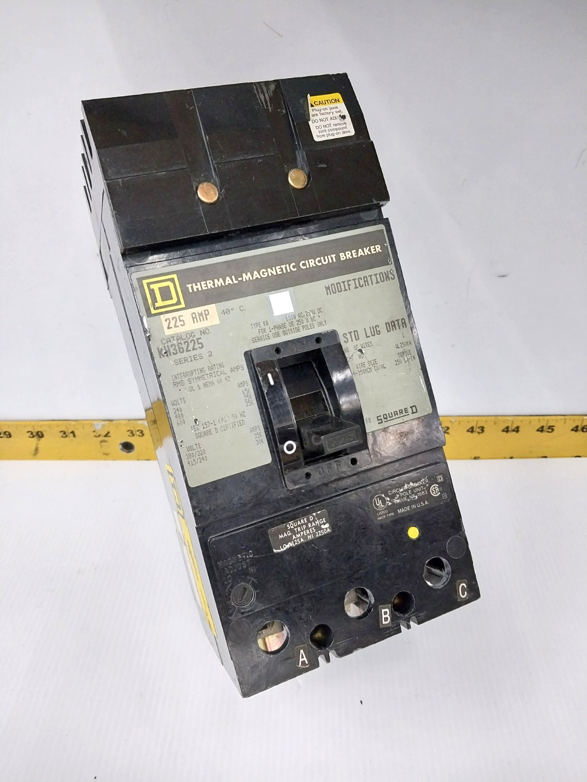 Square D 225 Amp I-Line Circuit Breaker 600 VAC 3 Pole KH36225