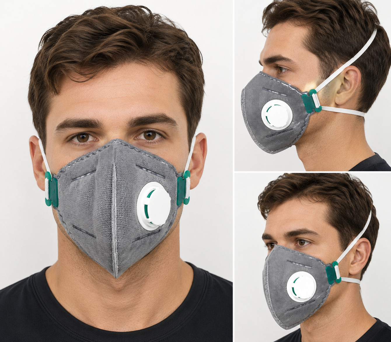 (10 Pack) FFP2 Valved Active Carbon Face Mask Respirator Dust Smoke Protection