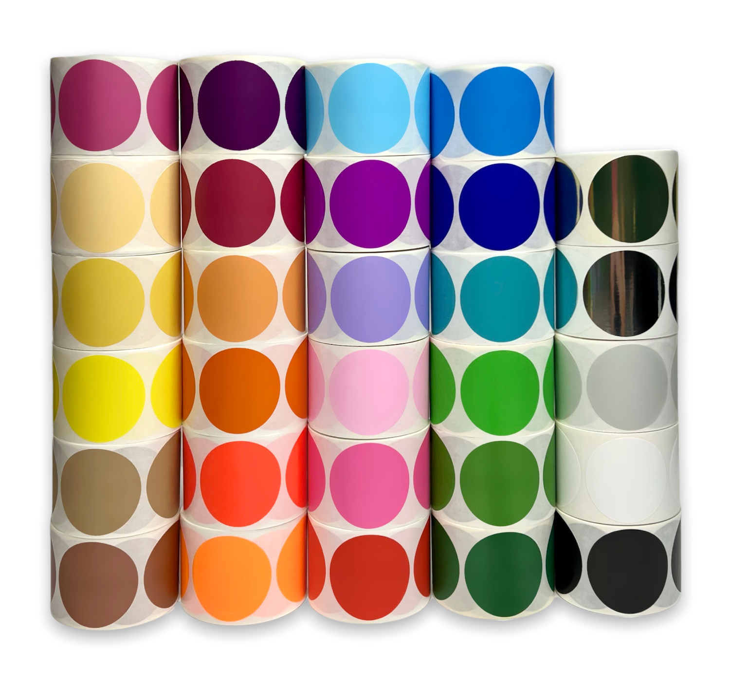 Blank 2″ Round Color Coding Labels Inventory Adhesive Dots 500/RL (Choose Color)