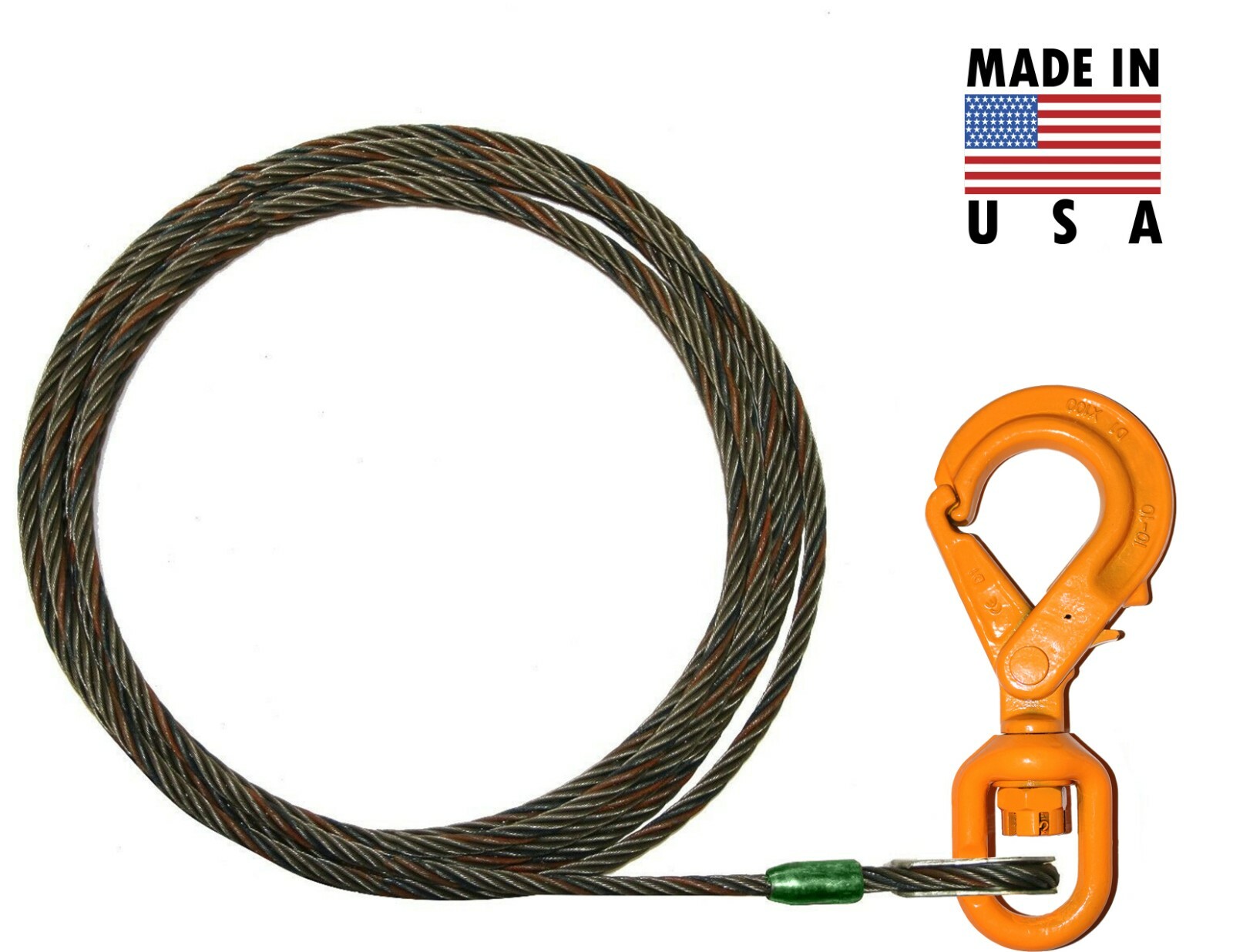 Wire Rope Steel Core Winch Cable 7/16″ x 150′ Self-Locking Swivel Hook Tow Latch