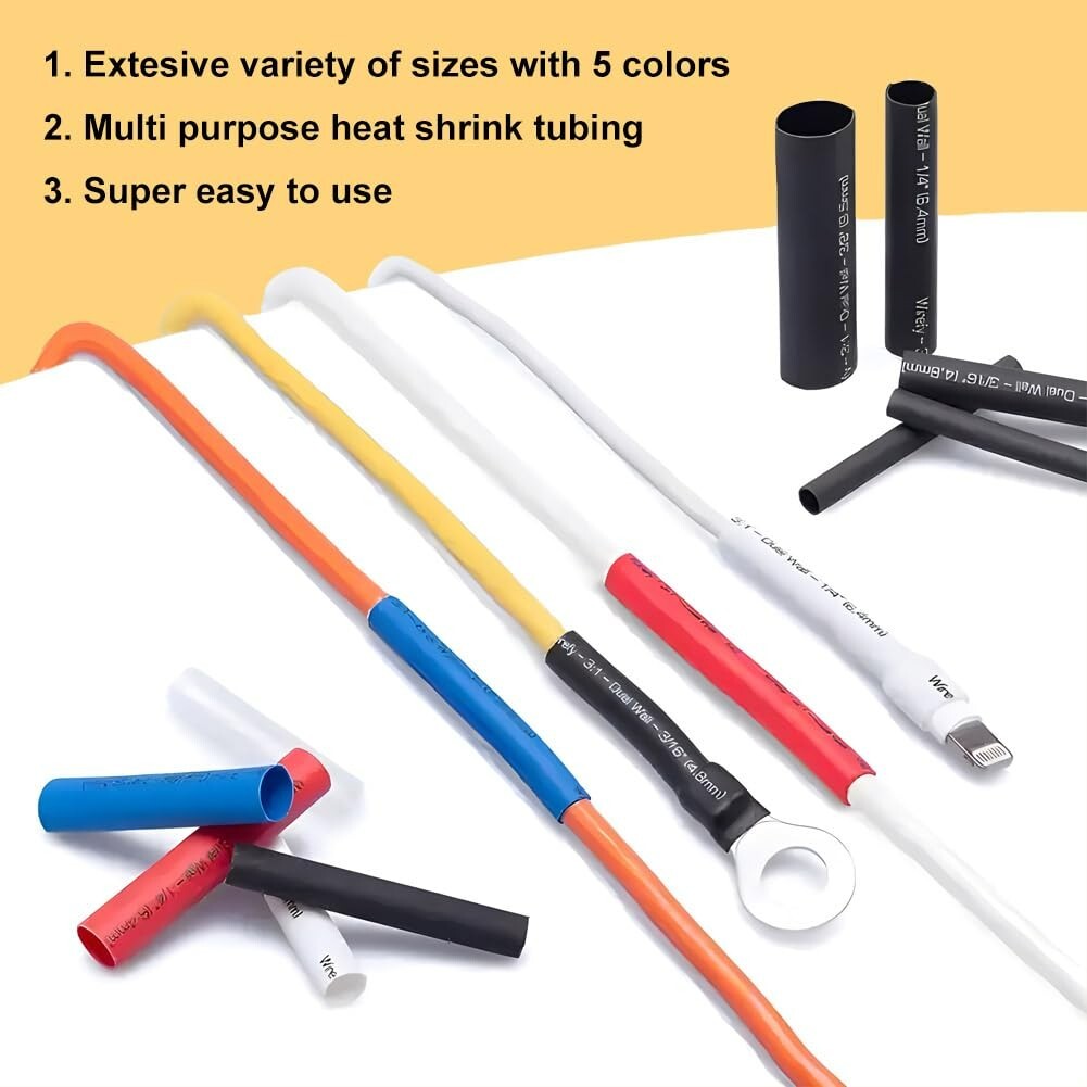 750Pcs Heat Shrink Tubing Kit Wire Shrink Wrap Tubing Shrink Ratio 2:1