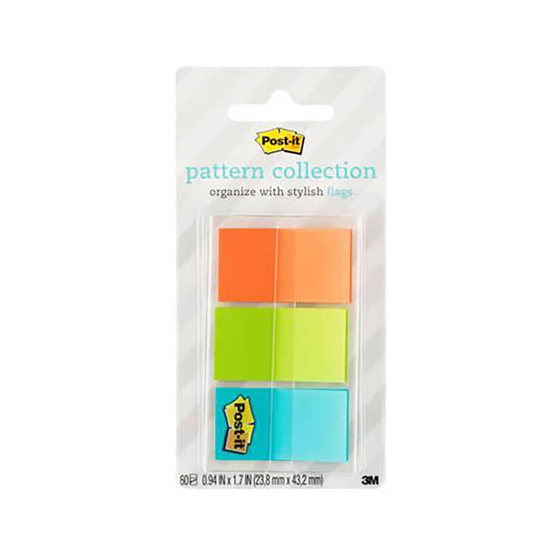 Post-it® Full Color Flags, Geos Pattern Collection, .94 in. x 1.7 in. 60 count