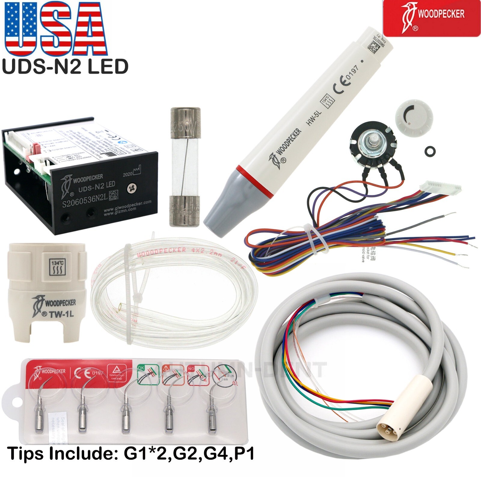 US Woodpecker Dental Ultrasonic Piezo Scaler Built in UDS-N2 LED Handpiece EMS