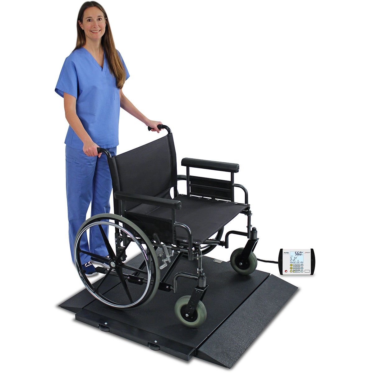 Detecto BRW1000 Portable Wheelchair Scale 1000 lb x 0.2 lb BMI RS232 AC Adapter