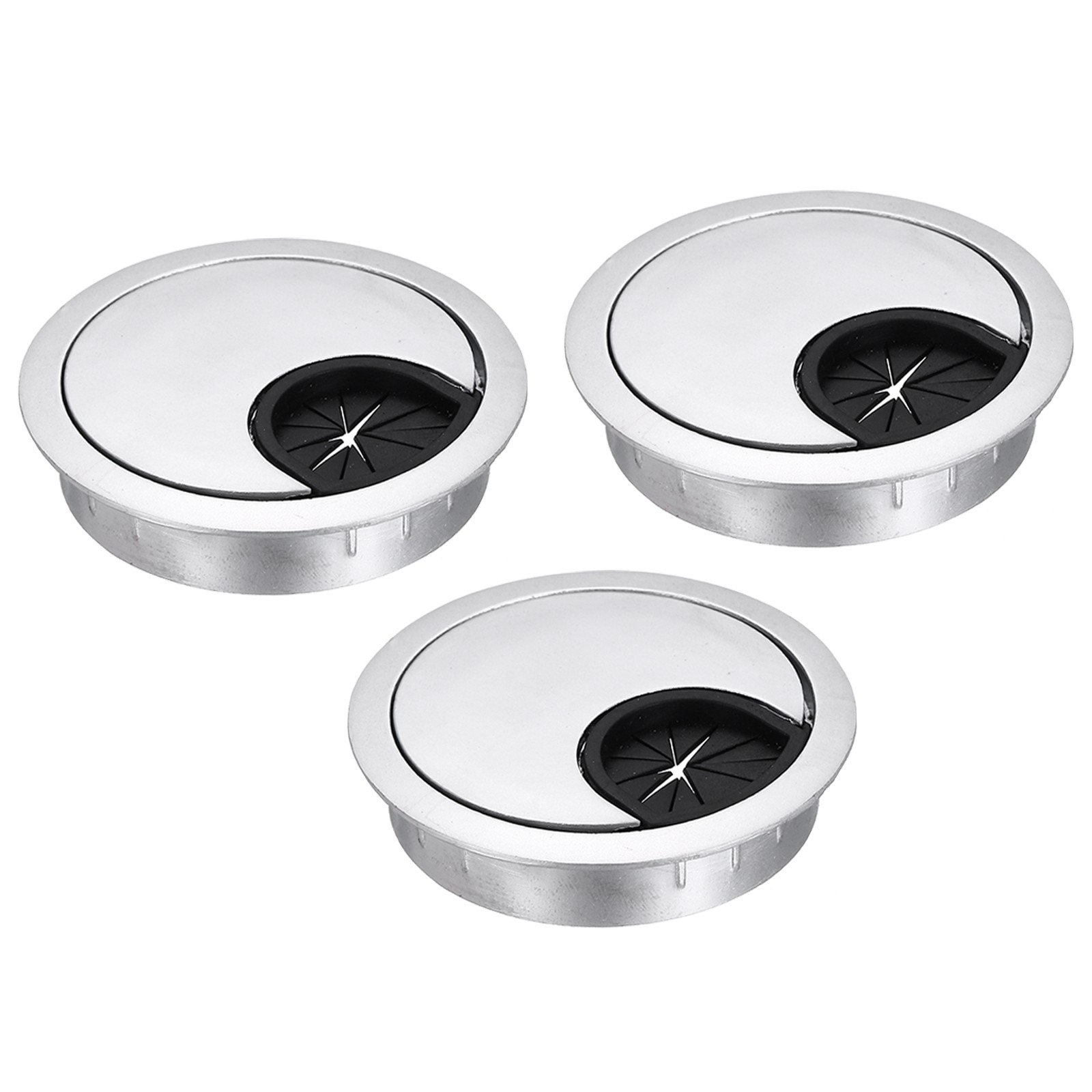3 Pcs Desk Grommet 1.8 Inch,Zinc Alloy Desk Hole Cover,45mm,Silver