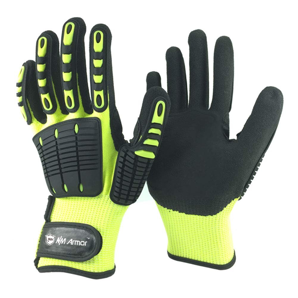 Anti Vibration Oil-proof Cut Resistant Safety Work Glove,Full finger,Yellow N…