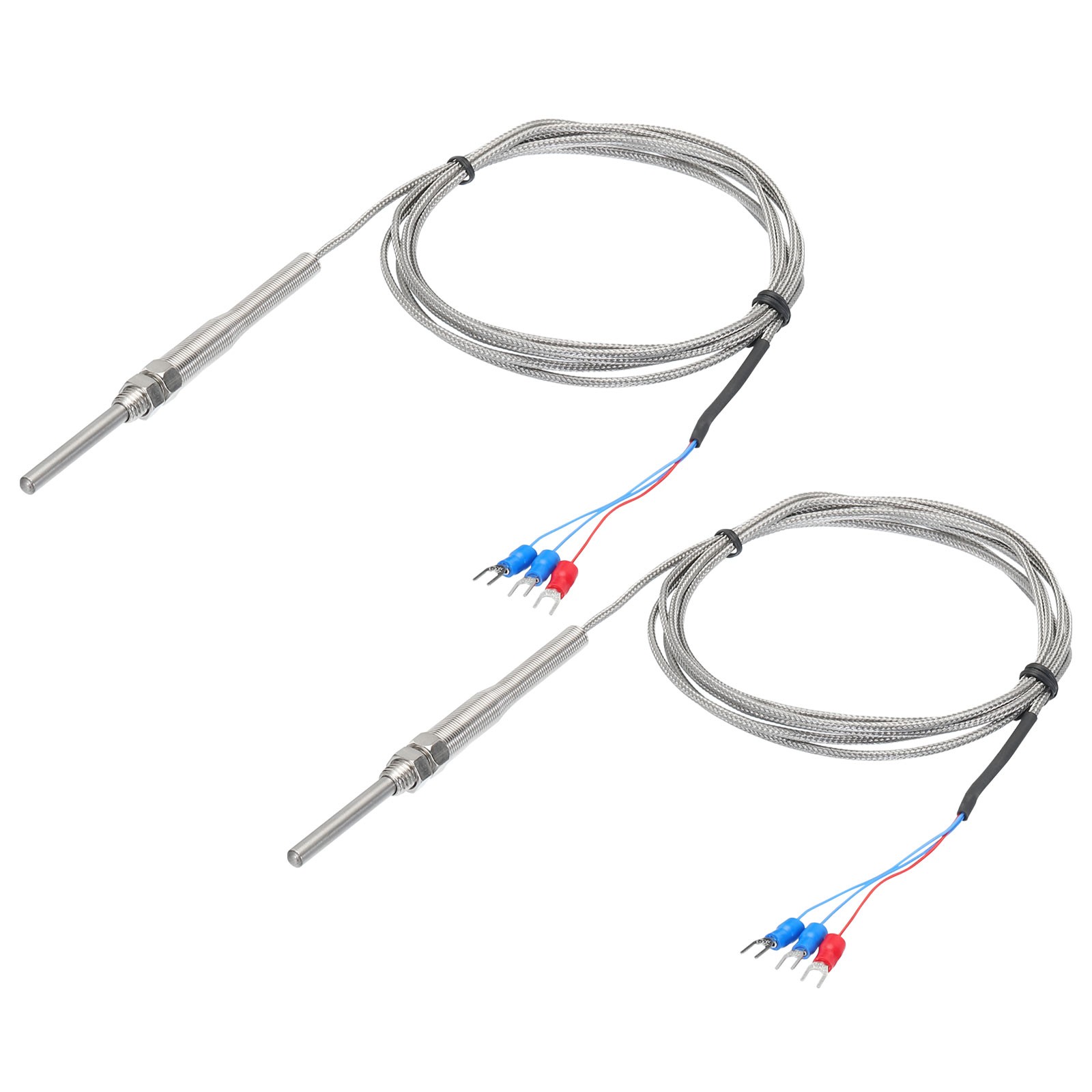 2pcs PT100 RTD Thermocouple Stainless Steel M8 -50 to 500C 6.6ft 5x50mm