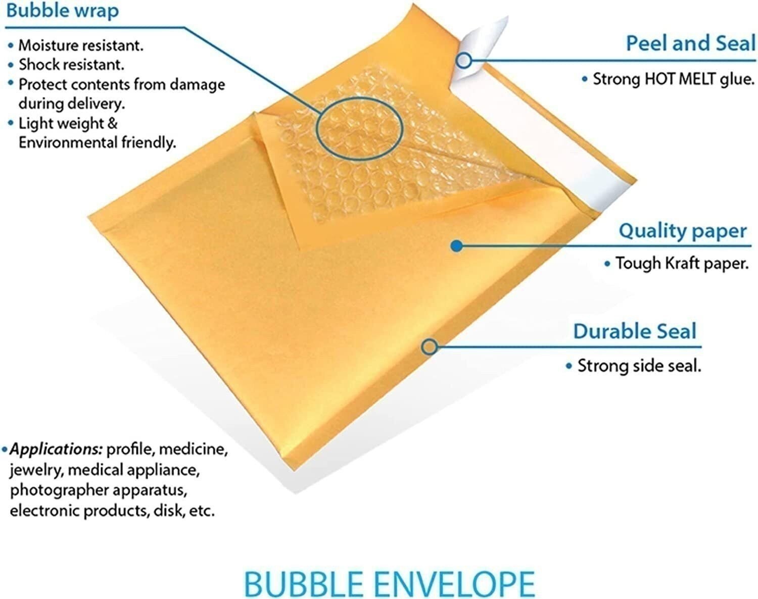 500 #0 6×10 Kraft Paper Bubble Padded Envelopes Mailers Shipping Case 6”x10”