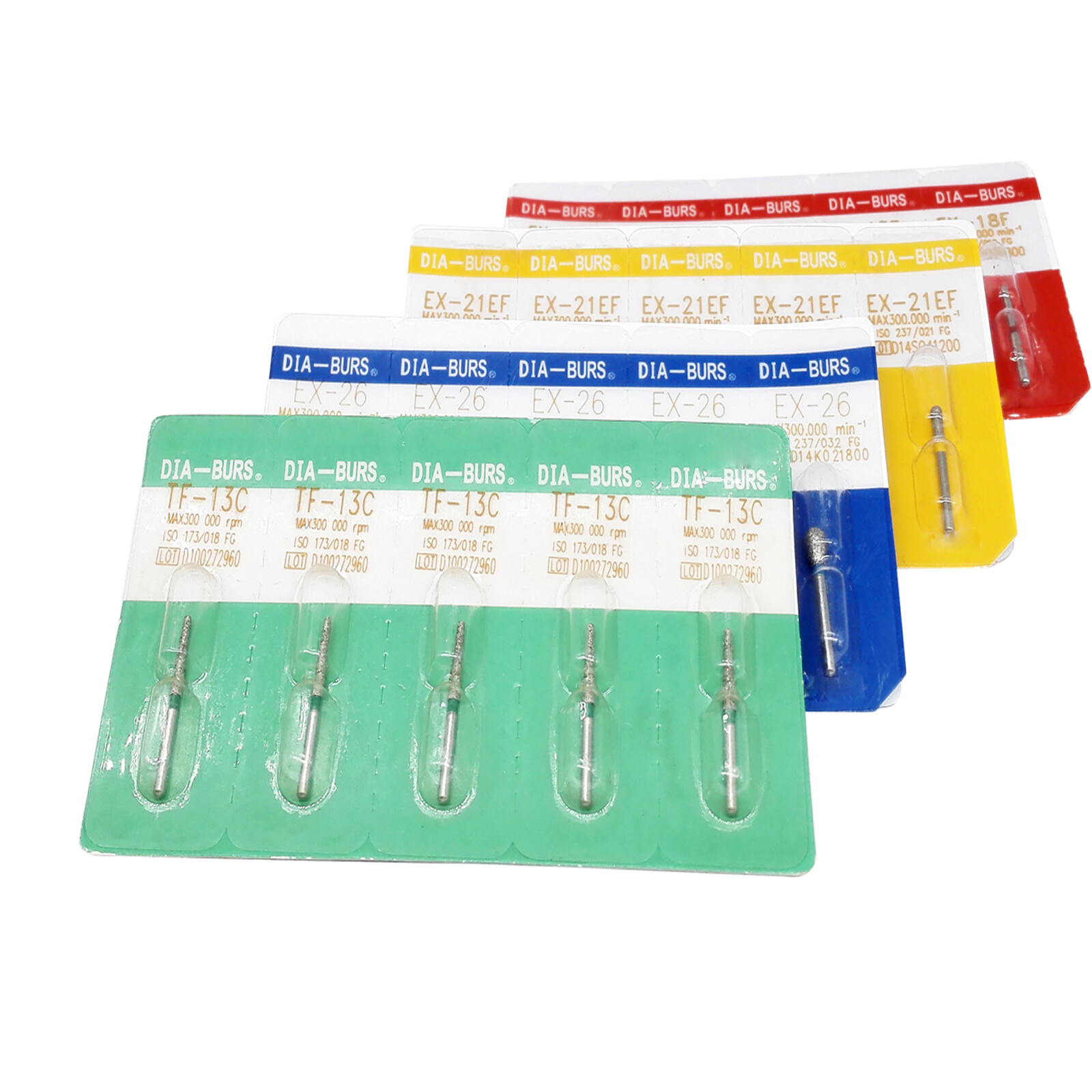 DIA-BUR Dental Diamond Burs Drill for High Speed Handpiece FG 1.6mm Multi-types