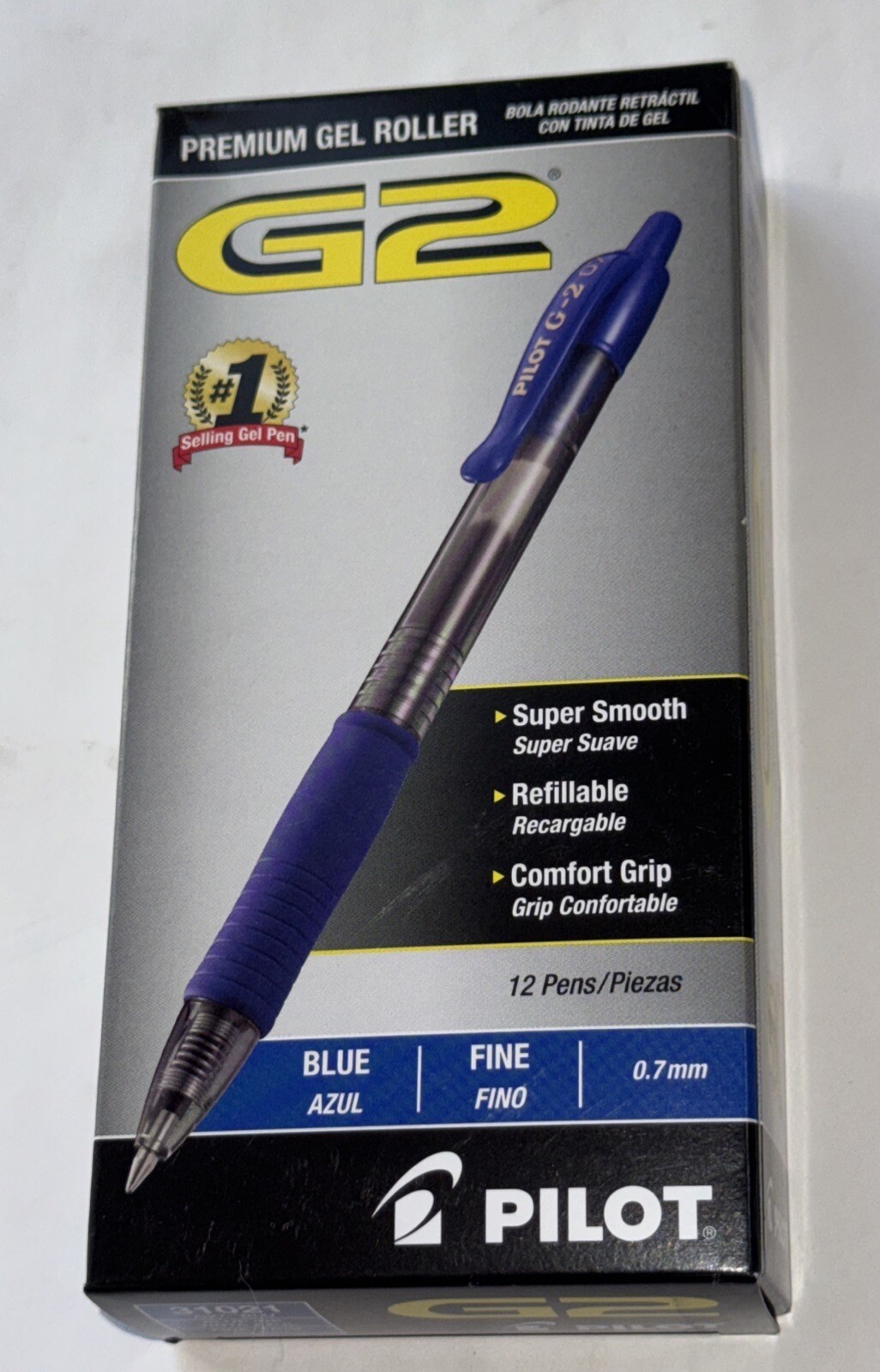 12-Pack Pilot G2 Premium Gel Roller Retractable Pens Blue Ink 0.7mm Fine – New!