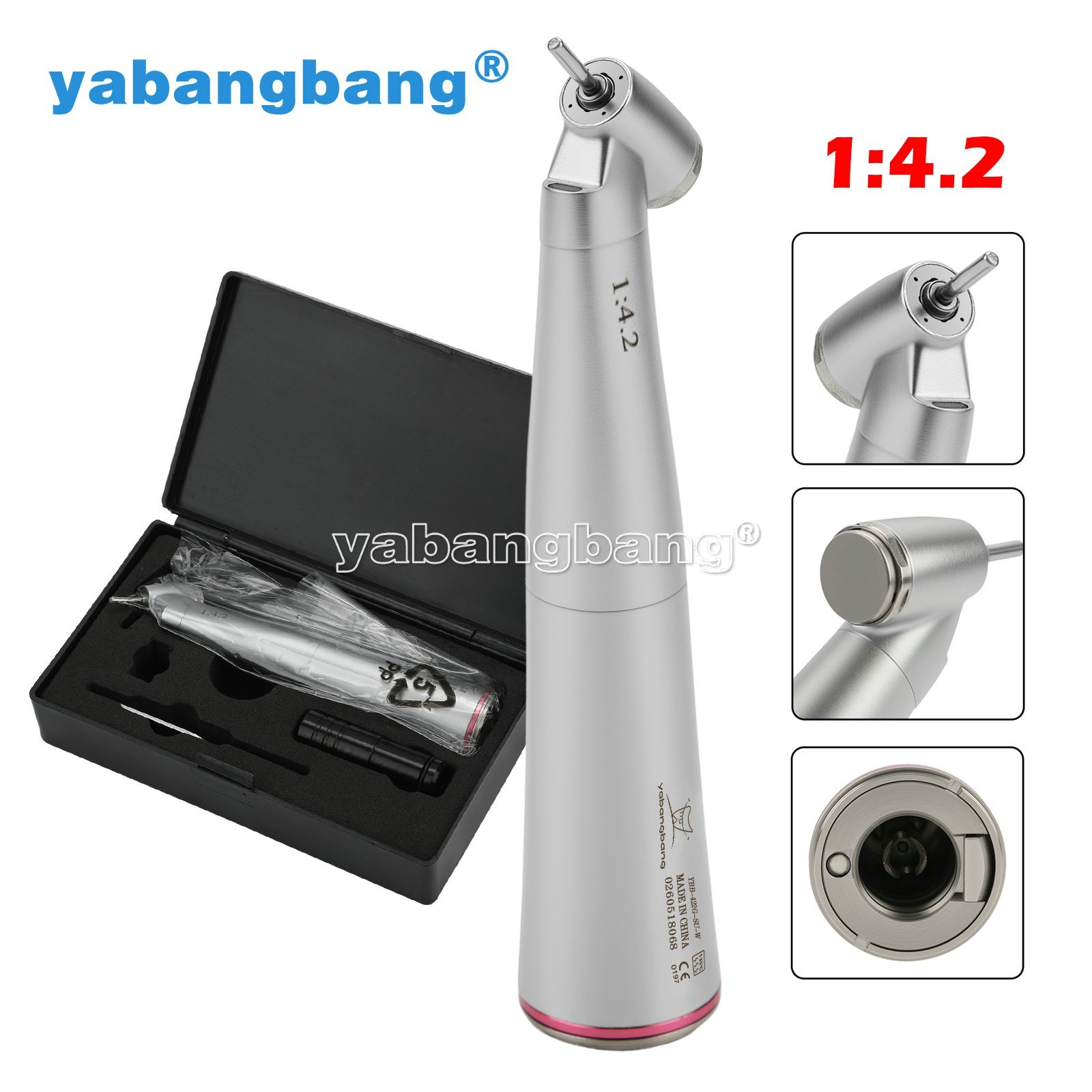 Dental 45° Angle push button head contra angle fiber optic 1:4.2 handpiece USA