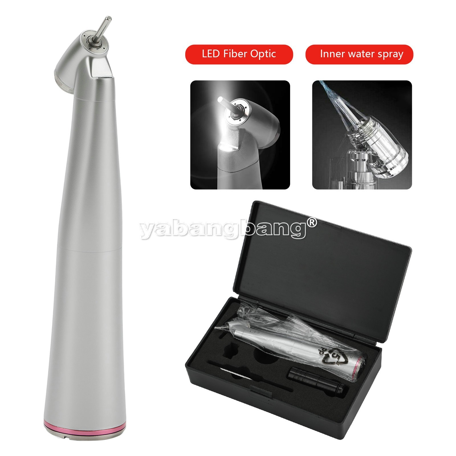 Dental 45° Angle push button head contra angle fiber optic 1:4.2 handpiece USA