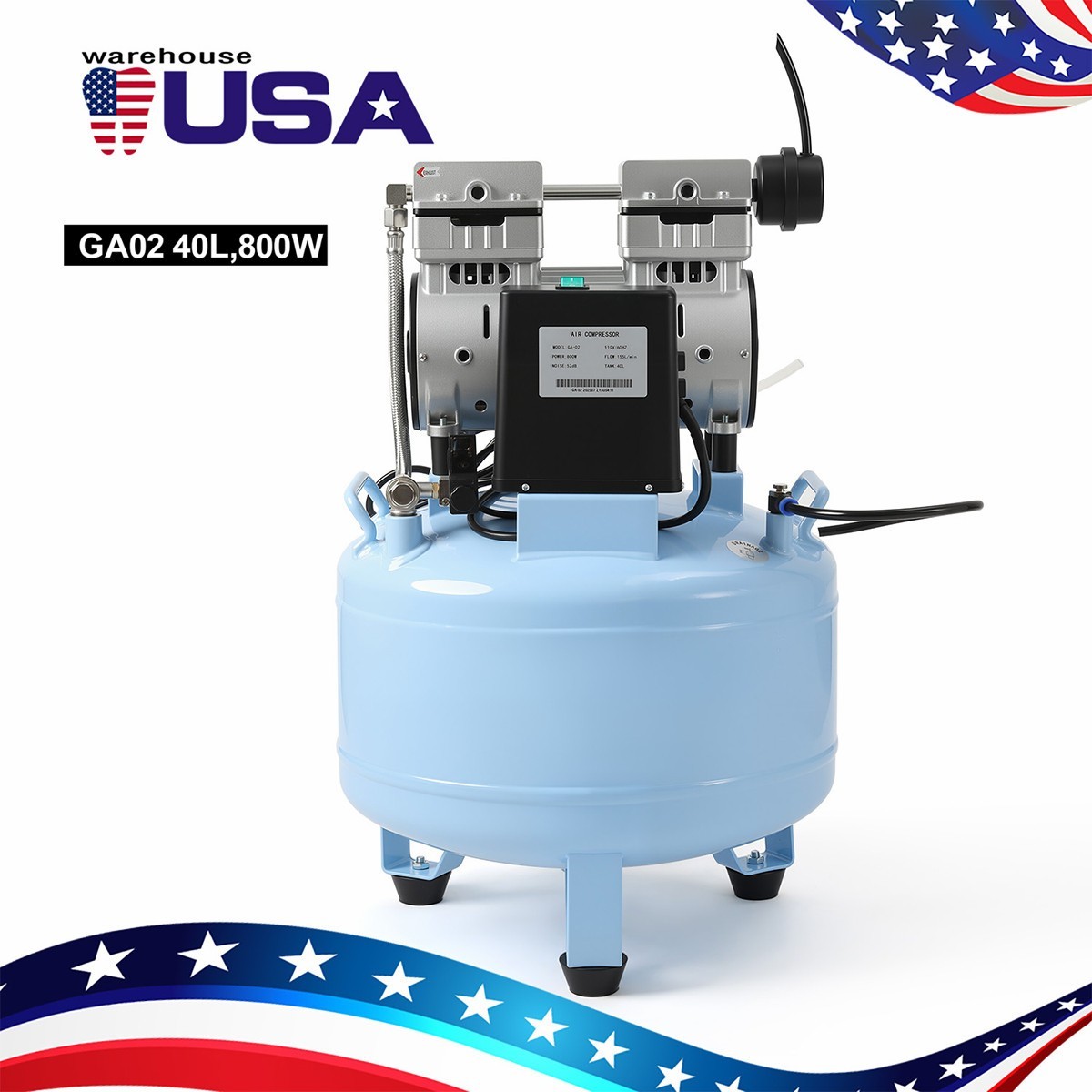 24L/40L Portable Dental Air Compressor Oil Free Silent Air Pump for Dental Use