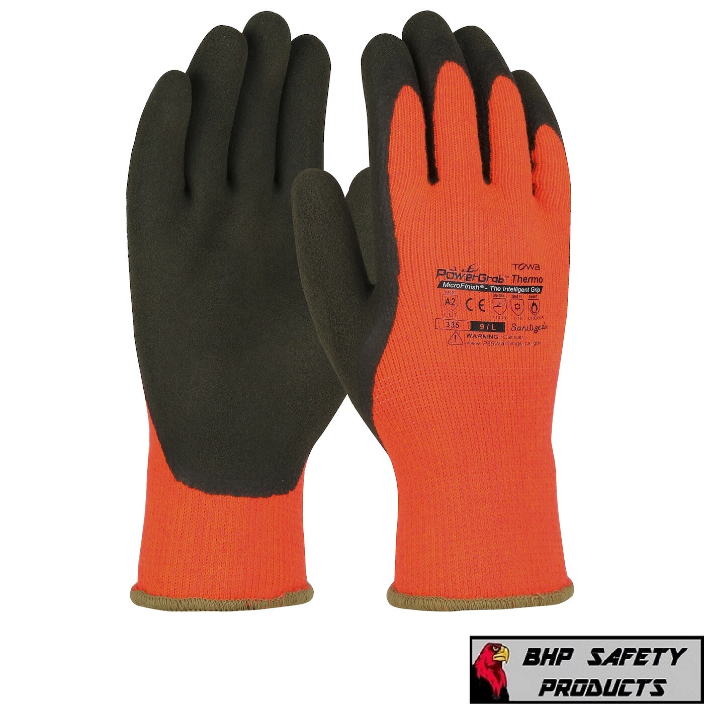 PIP 41-1400 POWERGRAB THERMO INSULATED COLD WINTER SAFETY WORK GLOVES ORANGE