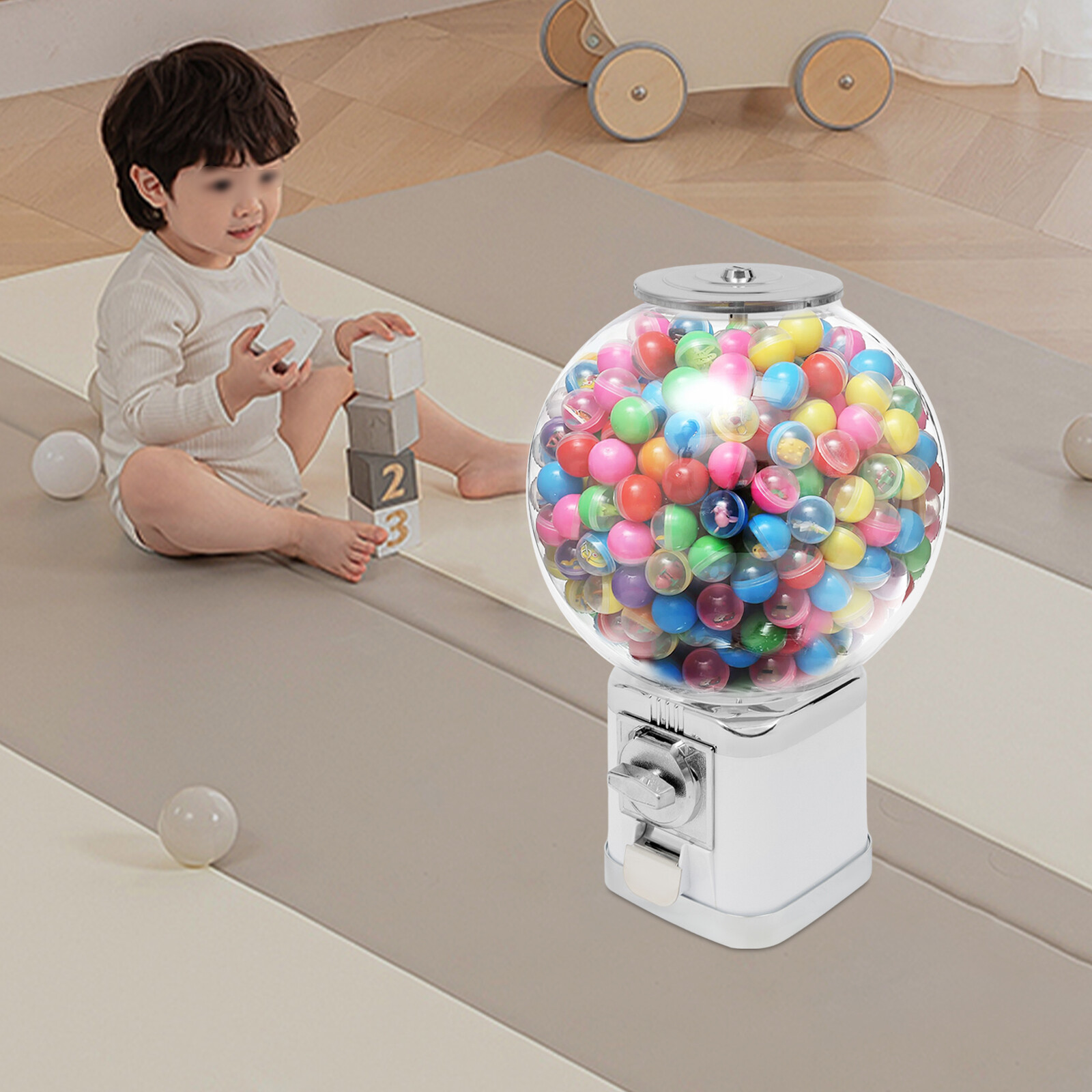 Candy Gumball Capsule Toy Vending Device 1.26in Ball Bulk Vending Machine w/key