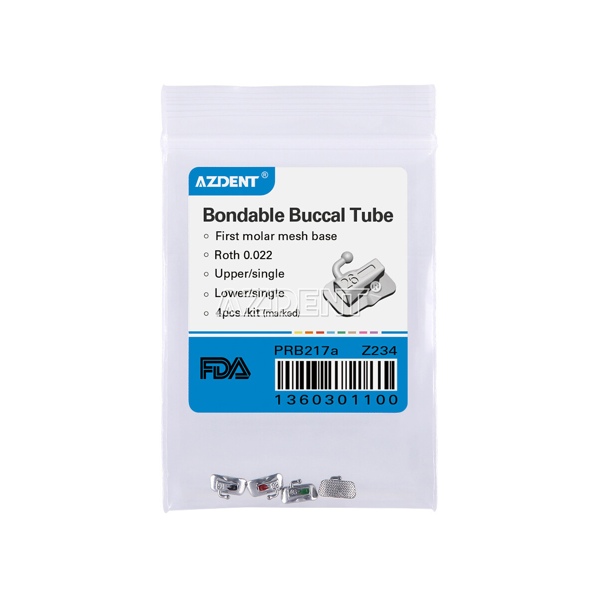 Tubo Bucal de Ortodoncia 1er Molar No Conv. Bondable Roth.022 Marca de Láser