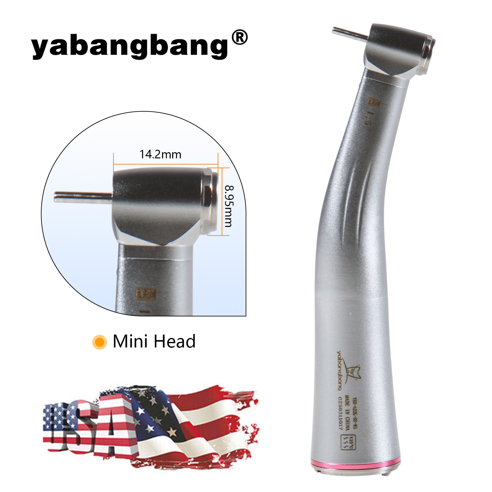 1-10 Dental 1:5 Increasing Contra Angle Fiber Optic Handpiece Mini Head for NSK