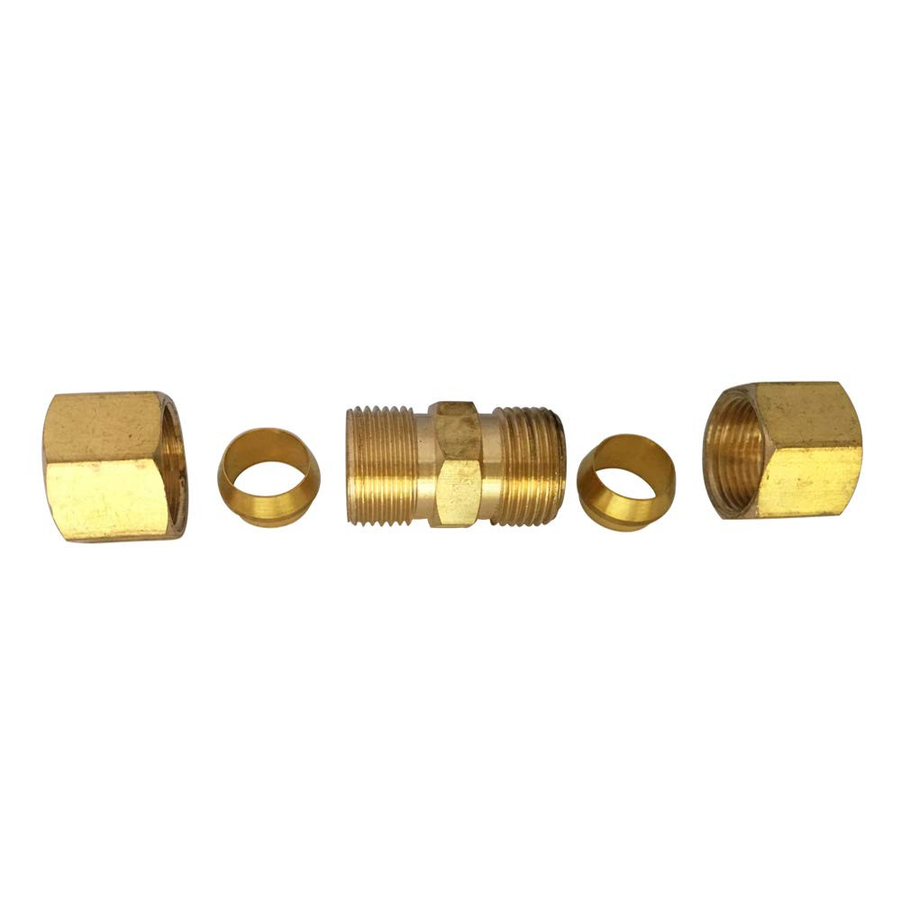 Brass Compression Tube Fitting, Union, 1/4″ OD X 1/4″ OD, 5Pcs
