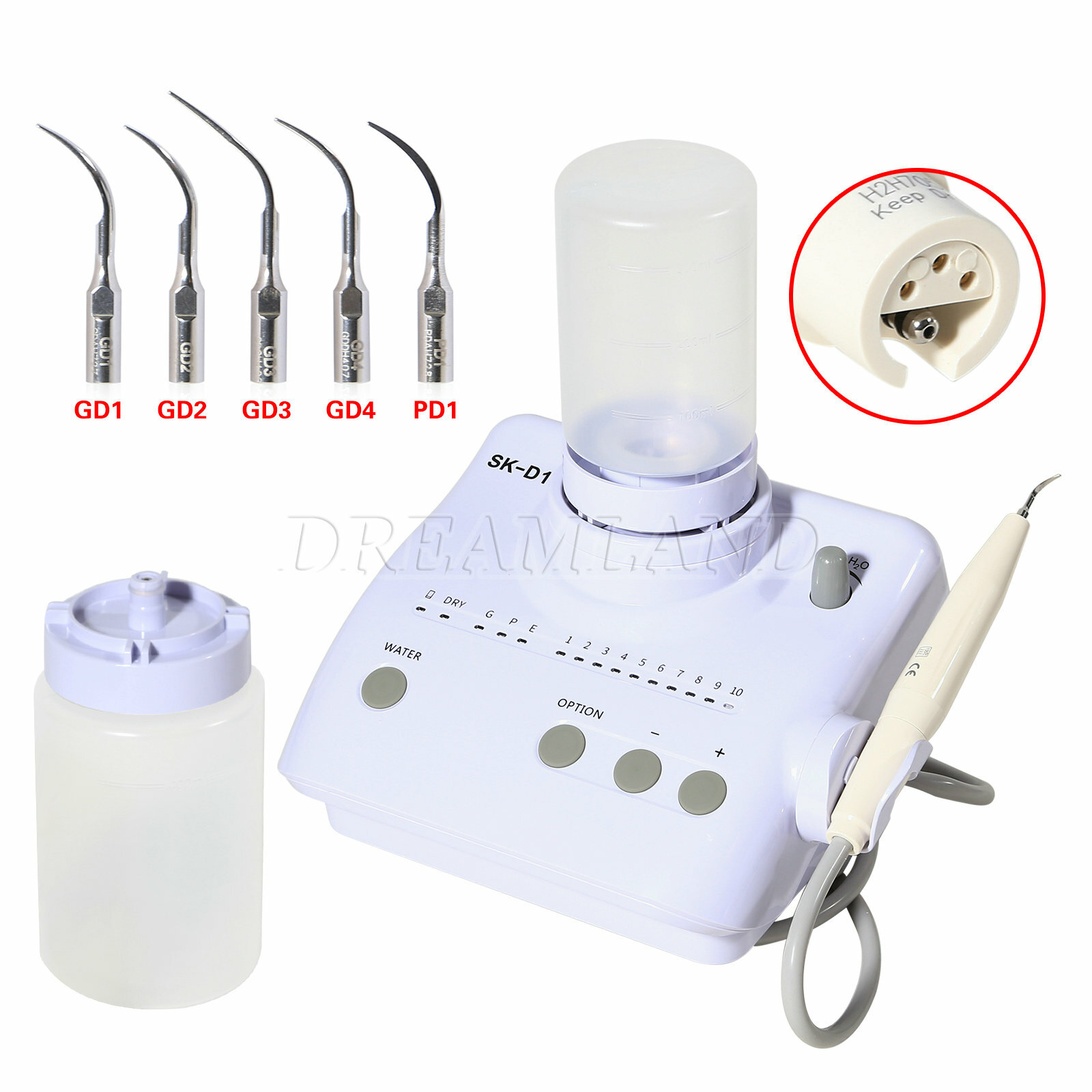SK-D1 Dental Ultrasonic Piezo Scaler +2 Bottles Fit DTE SATELEC tips & Handpiece