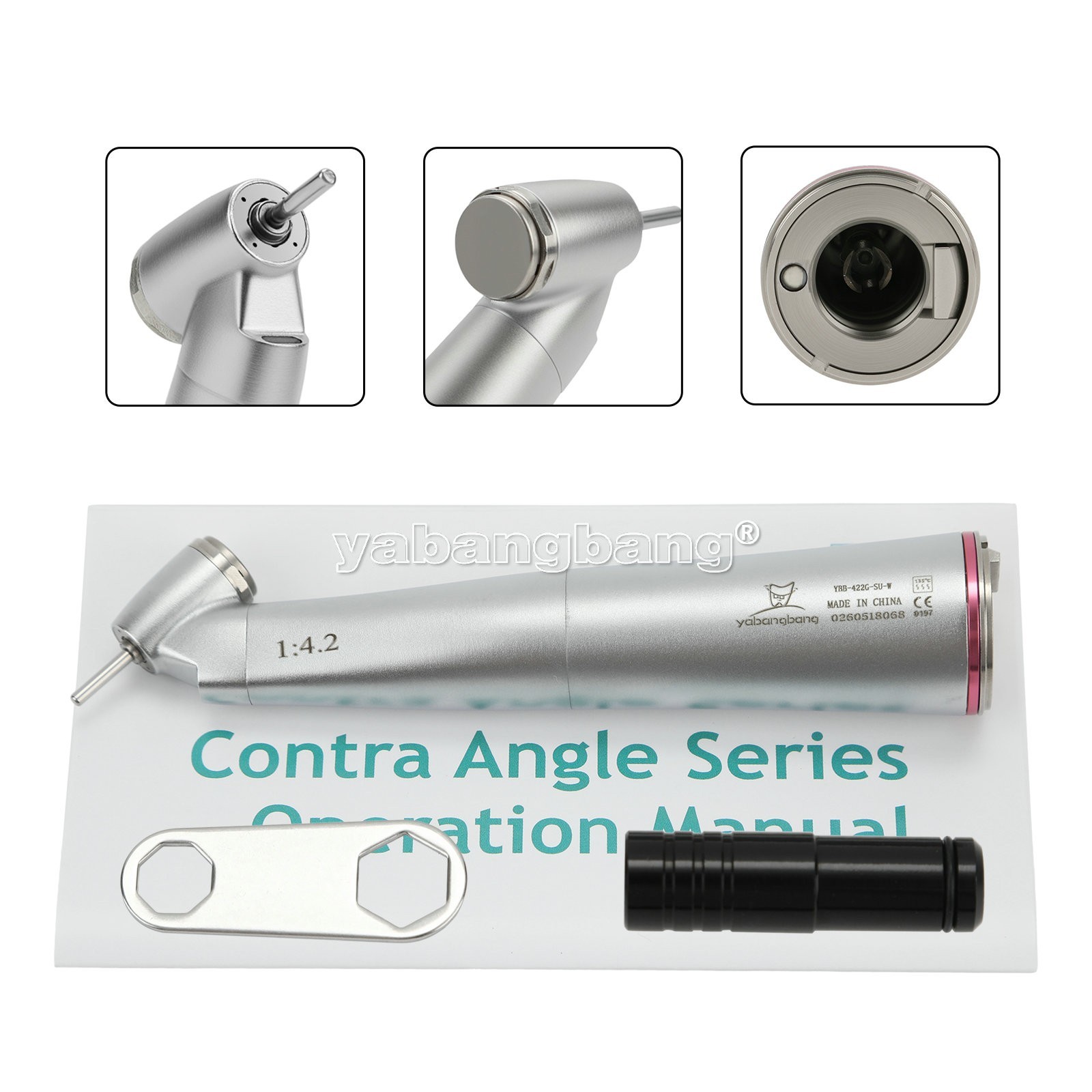 Dental 45° Angle push button head contra angle fiber optic 1:4.2 handpiece USA