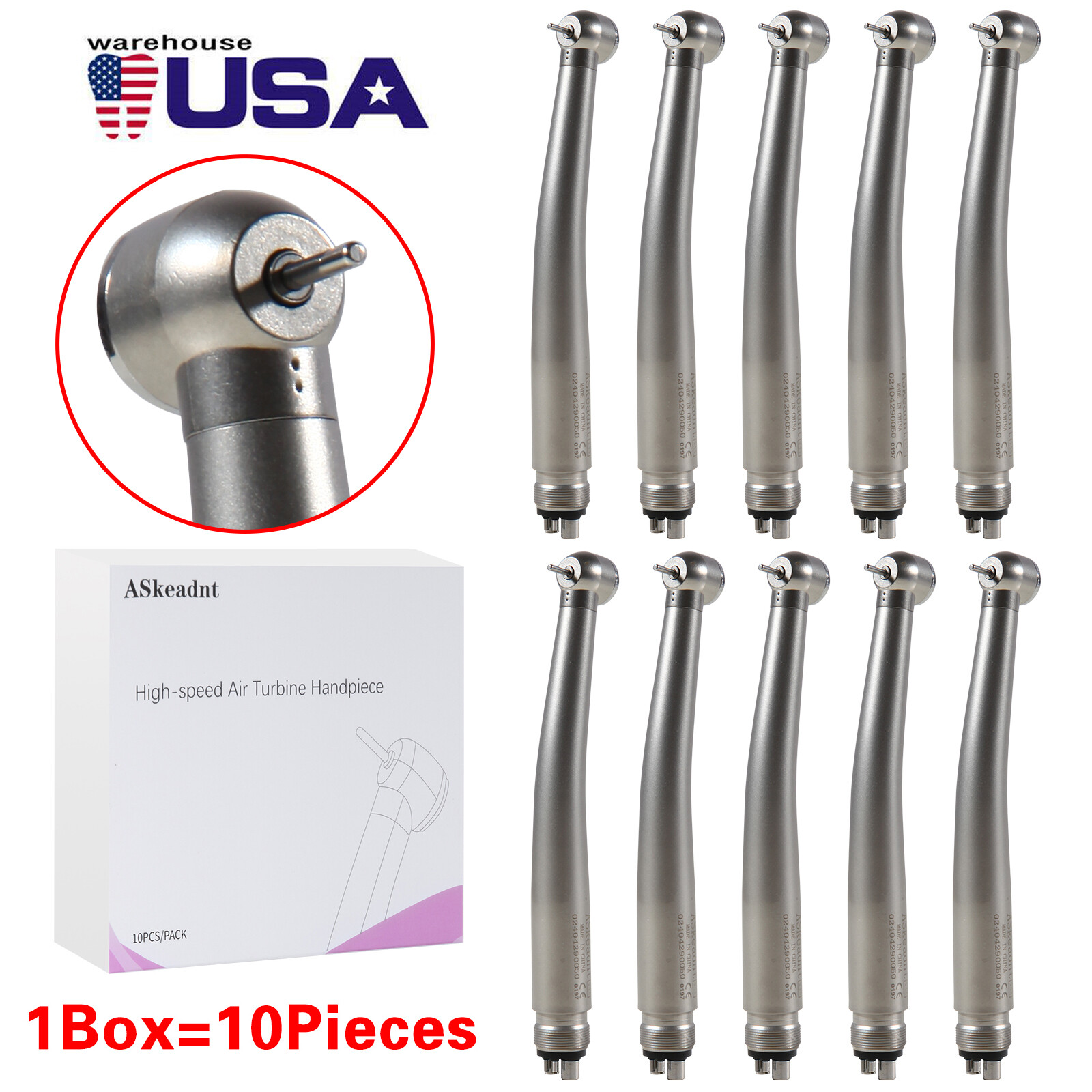 10* NSK PANA MAX Style Dental High Speed Handpiece Push Button Air Turbine 4Hole
