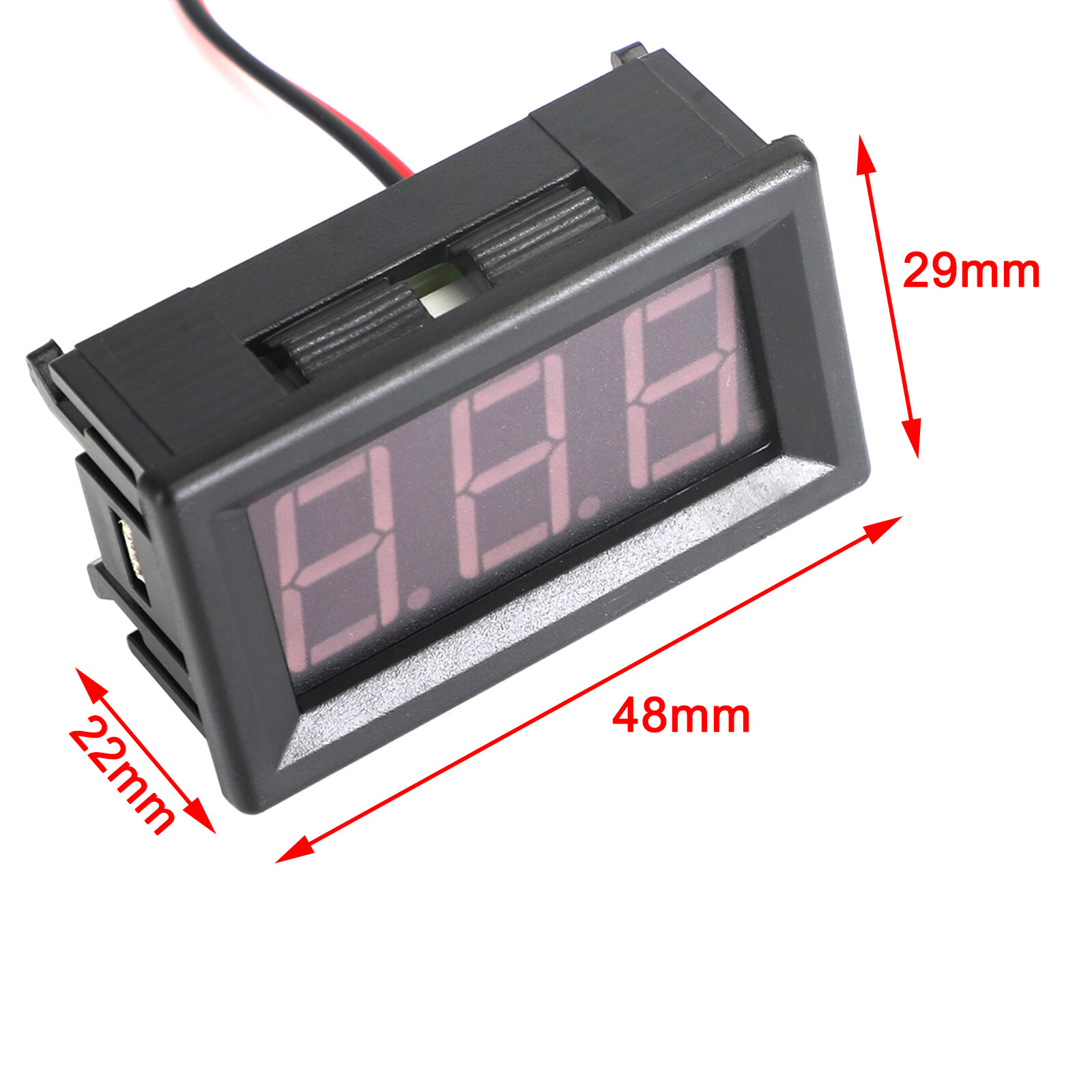 5Pcs Dc 5-120V Voltmeter Red Led Panel 3-Digital Display Volt Meter 2-Wire USA