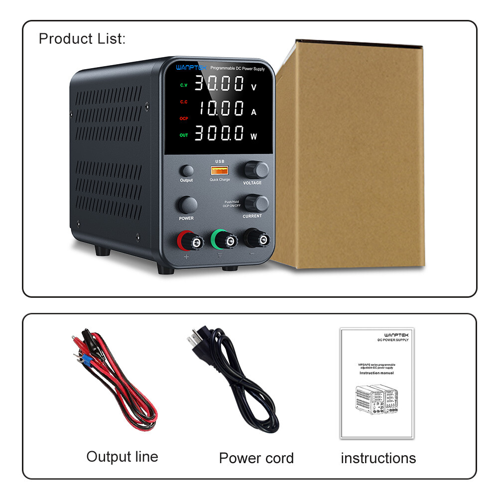 WPS3010 DC Adjustable 0-30V 60V 5A 10A Lab Power Supply Variable Bench Switching