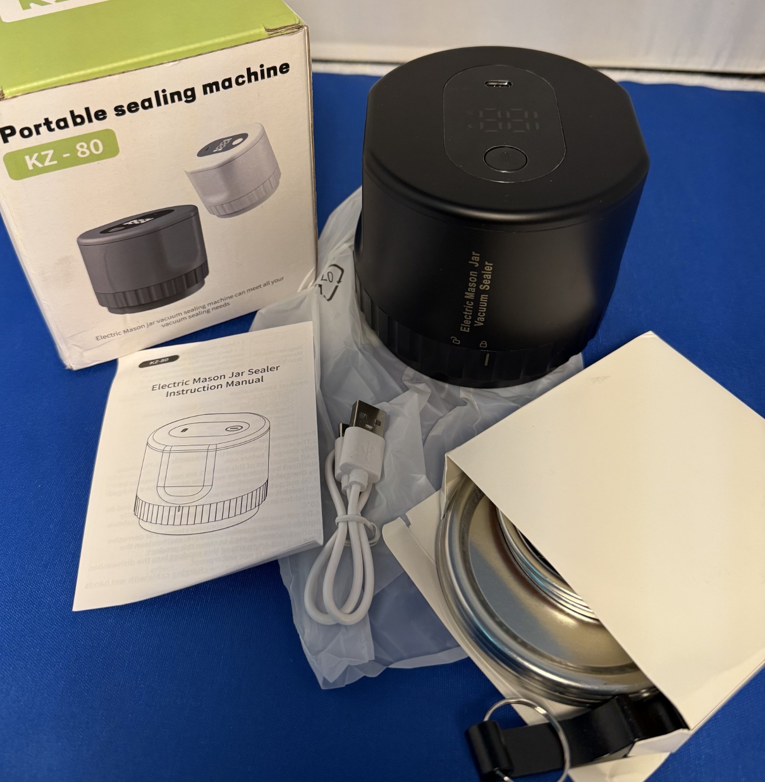 Mason Jar Electric Portable Vacuum Sealing Machine KZ-80 black