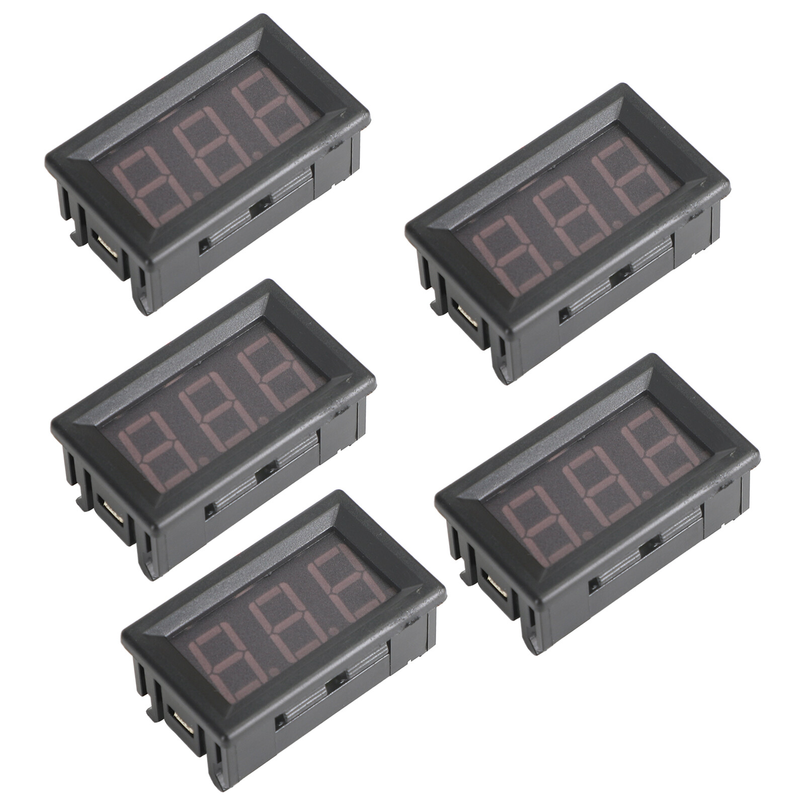 5Pcs Dc 5-120V Voltmeter Red Led Panel 3-Digital Display Volt Meter 2-Wire USA