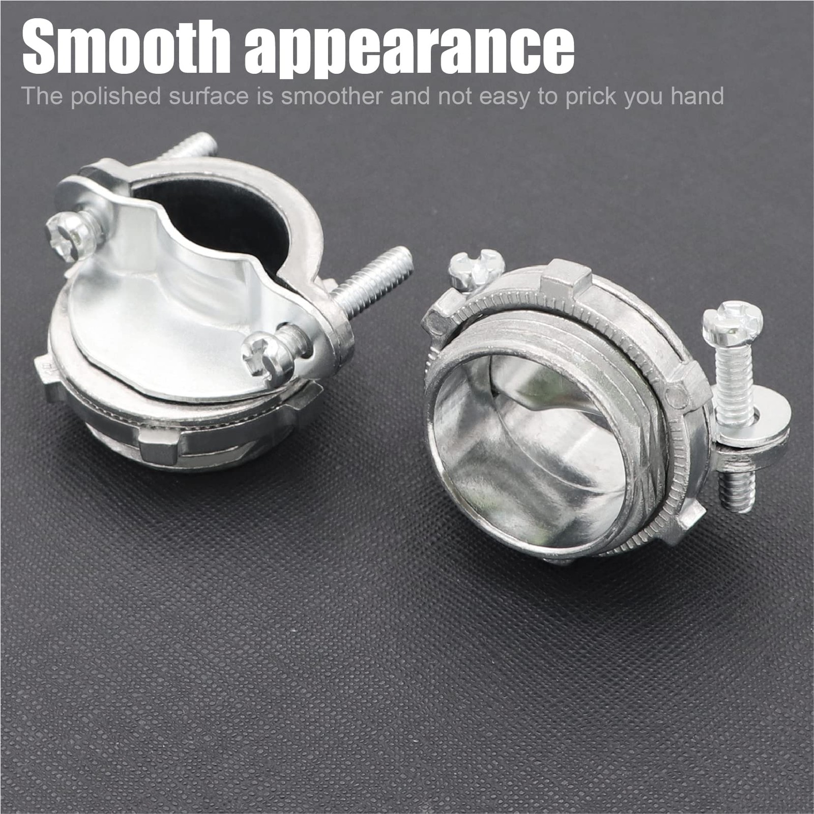 24 PCS 1/2 Inch Clamp Type Cable Connectors Metallic Conduit Silver Fitting