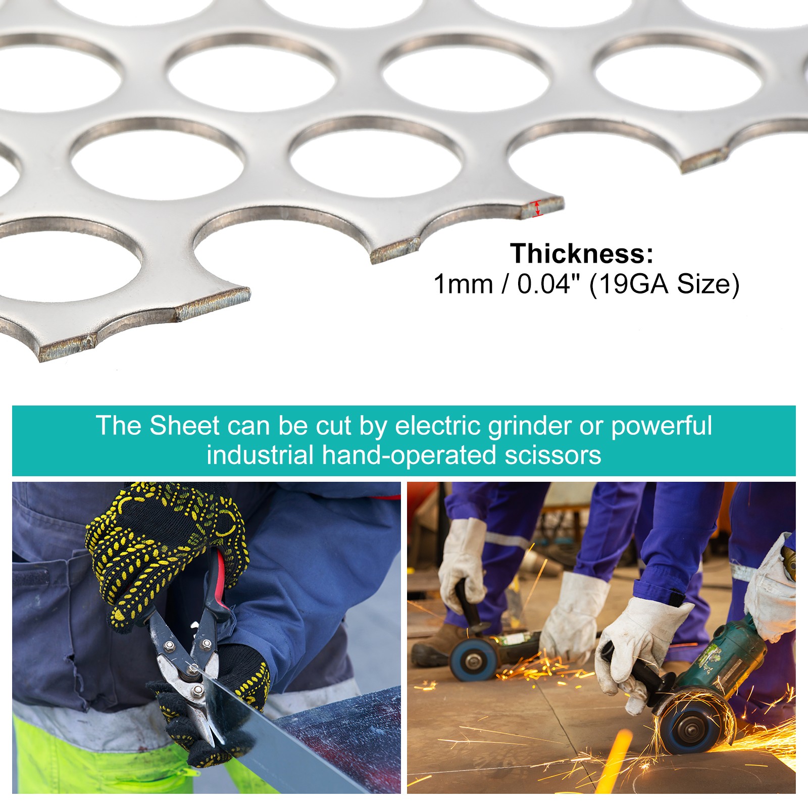 19.7″x19.7″ 304 Stainless Steel Perforated Sheet 0.39″ Hole Mesh Plate