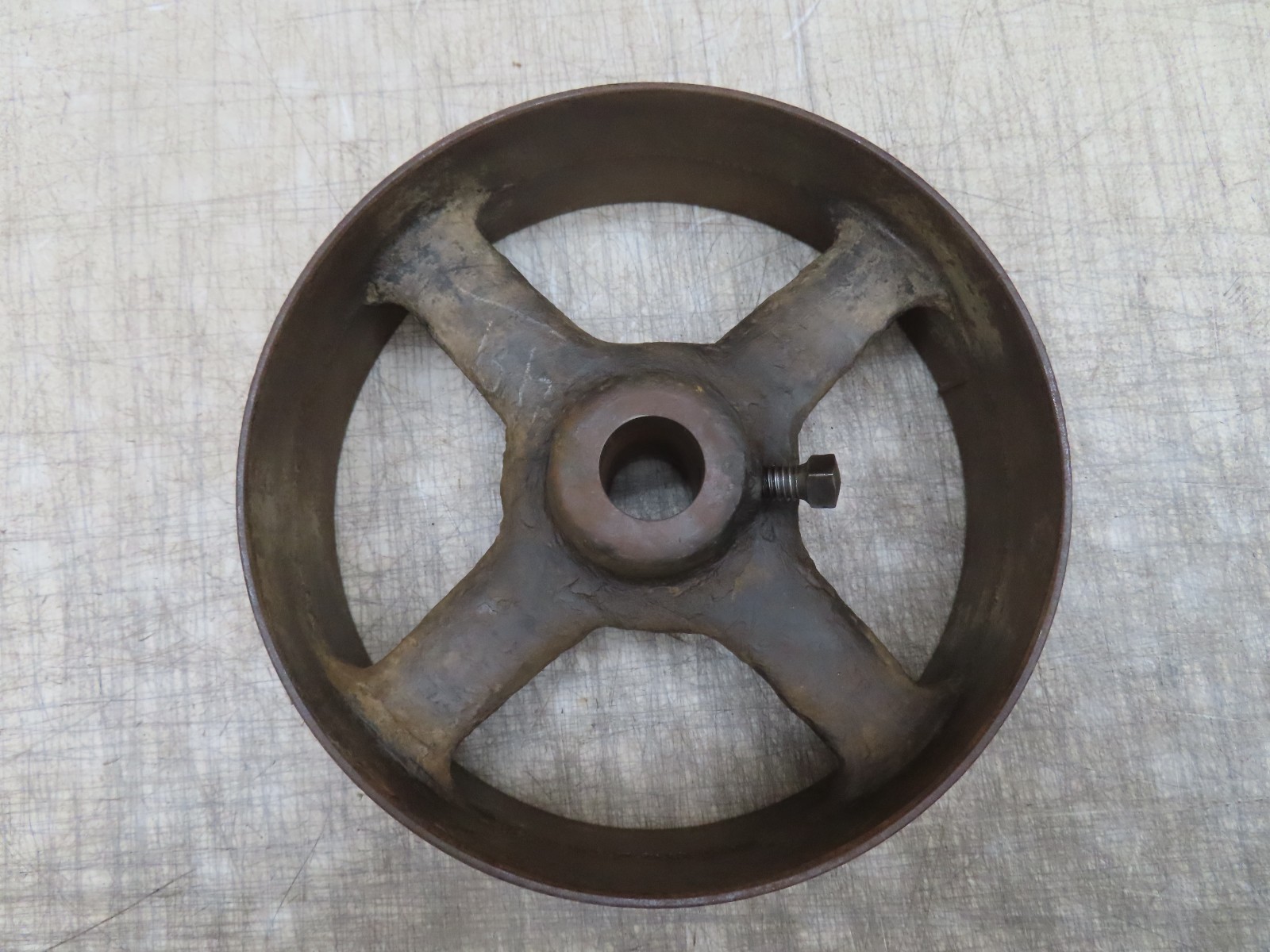 VTG ANTIQUE CAST IRON FLAT BELT PULLEY LINE SHAFT HIT MISS ENGINE 10x3x1-1/4