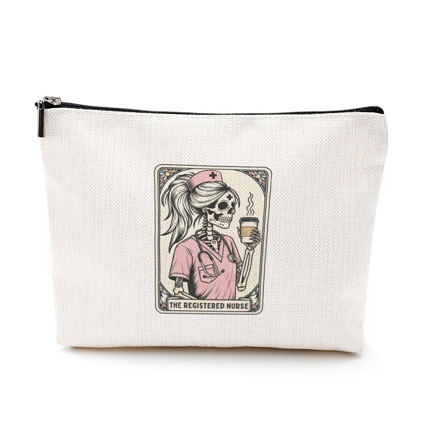 Nurse Gifts for Women, Cosmetic Bag Funny Gothic Skeleton Nurses Week Nursing…