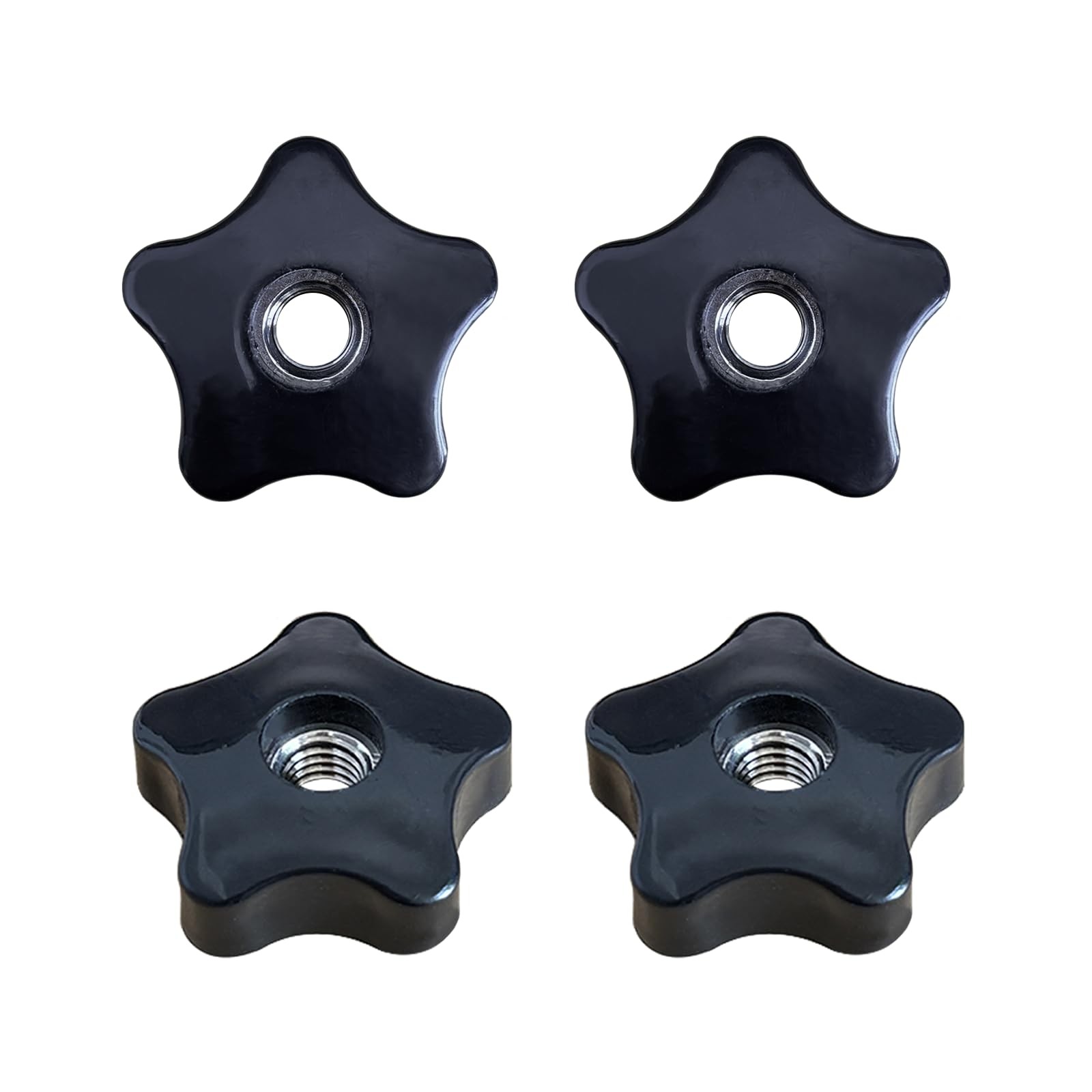 Star Knobs 3/8-16 Through Hole 4 Pcs Plastic Hand Tighten Clamping Nuts Black