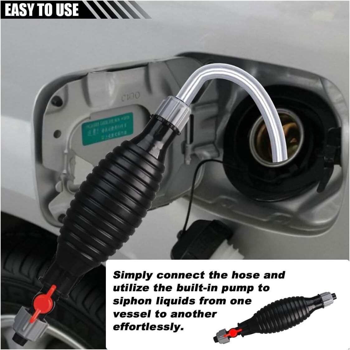 9.8Ft Siphon Hose Multifunction Pump Oil Water Fuel Gasoline Transfer Hand Pump