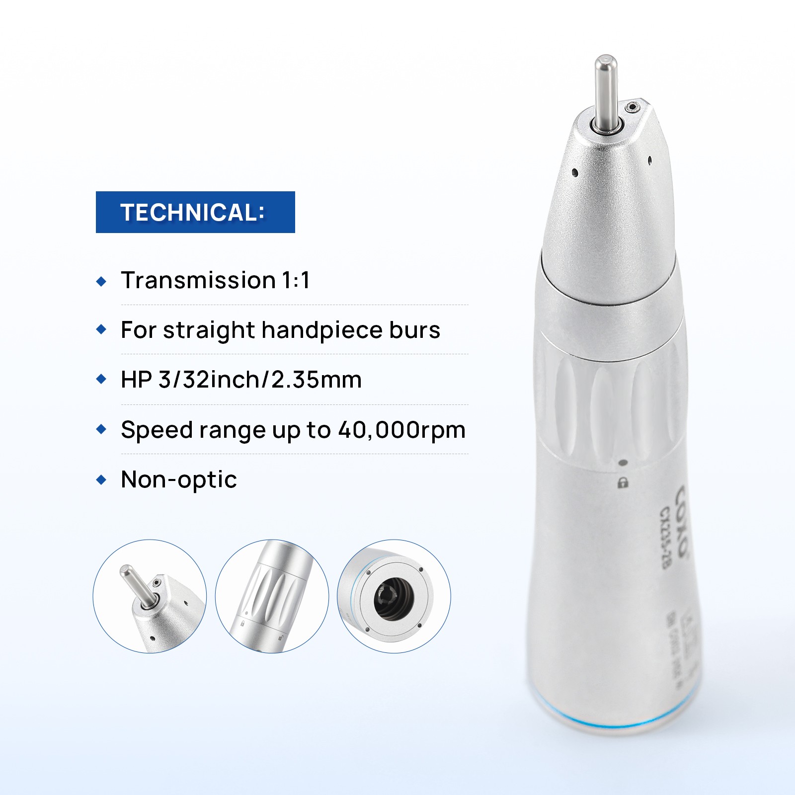 COXO Low Speed Handpiece 1:1 Inner Channel Straight Handpiece CX235-2B