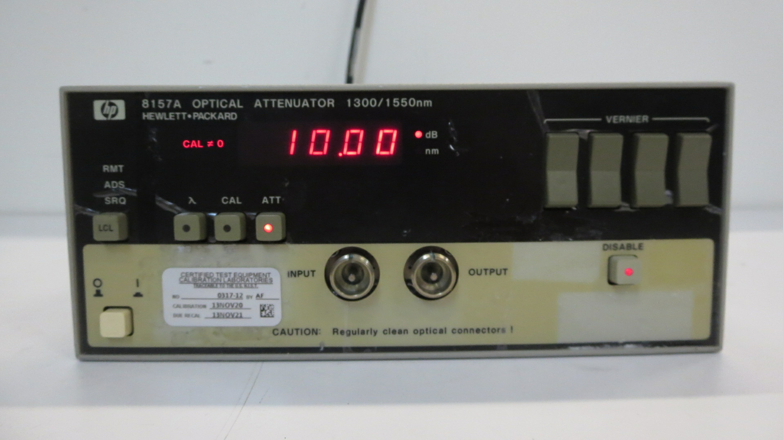 HEWLETT-PACKARD 8157A OPTICAL ATTENUATOR 1300/1550nm