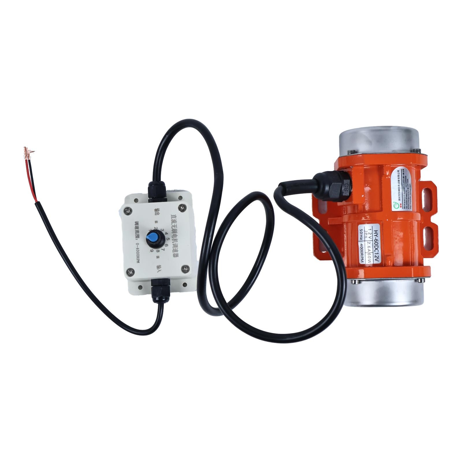 12V DC Vibrator Motor 4000rpm 60W for Salt & Sand Spreader and Concrete Mixer