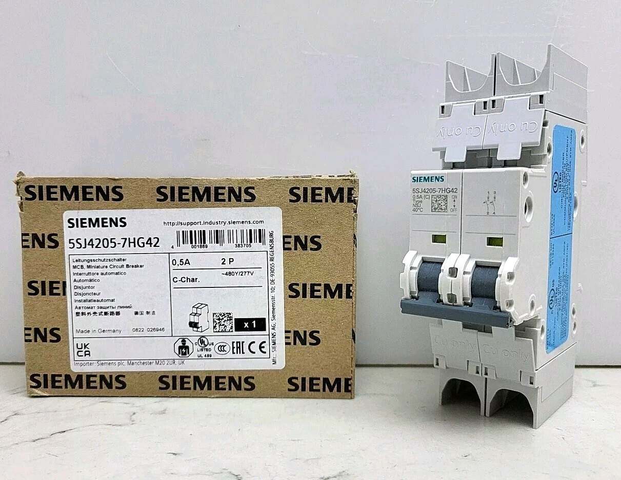 Siemens 5SJ4205-7HG42 Circuit Breaker 0.5A Amp 2-Pole Type NSJ 277V/480Y New