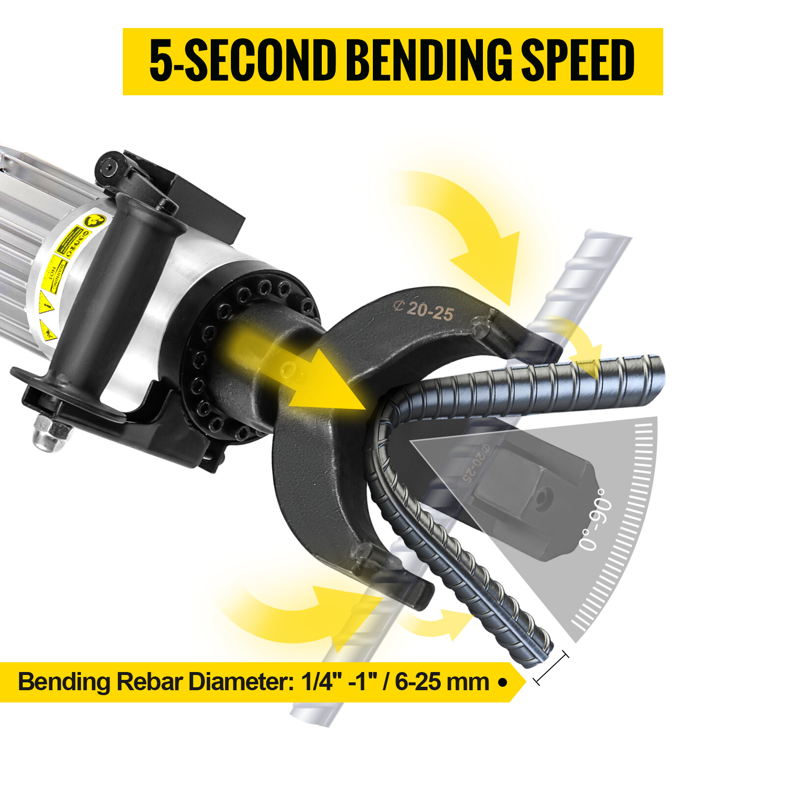 VEVOR 1500W Electric Rebar Bender 1″ 25mm #8 Hydraulic Portable Rebar Bending