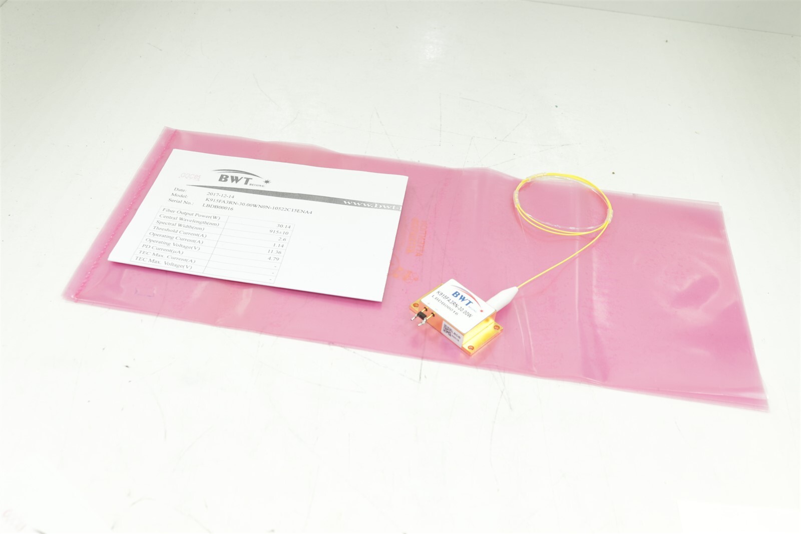 BWT K915FA3RN-30.00WN0N-10522C15ENA4 Laser Fiber Optical Cable Diode 30W/915nm