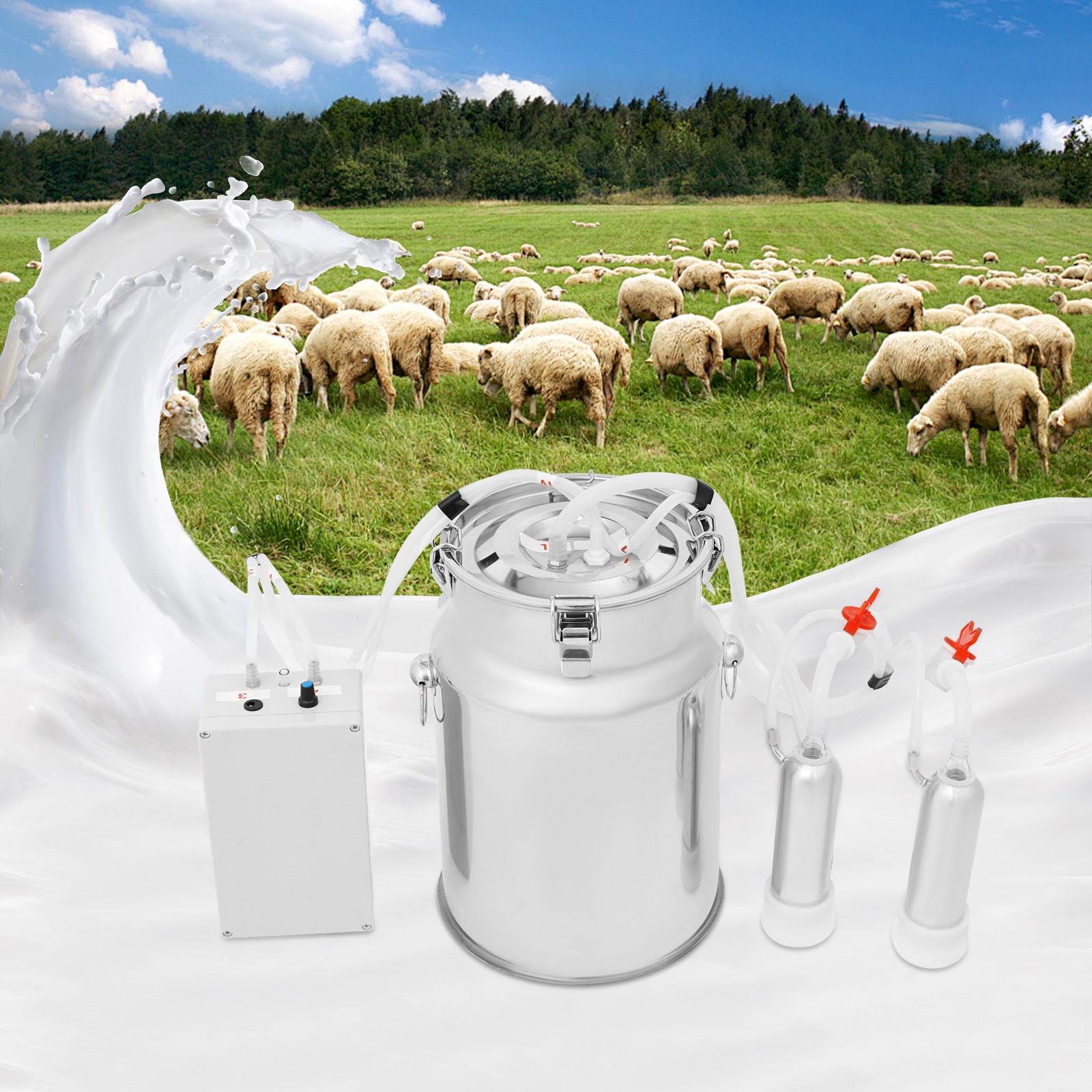 Pulsation Cow Milking Machine, Electric Cow Milker, Milking Machine with Stainle