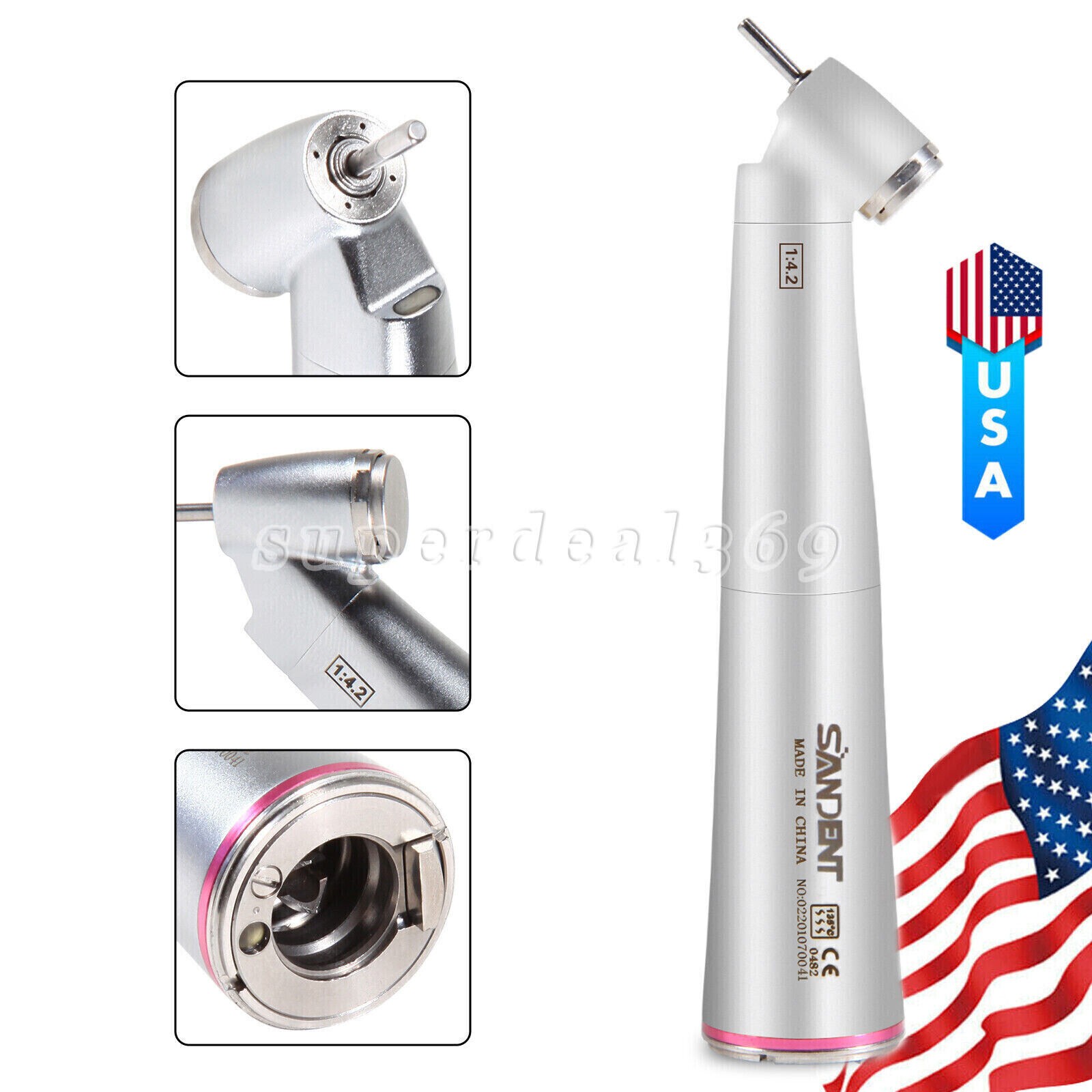 Dental High Speed Handpiece 4Hole /1:4.2 Increasing LED Optic Contra Angle su